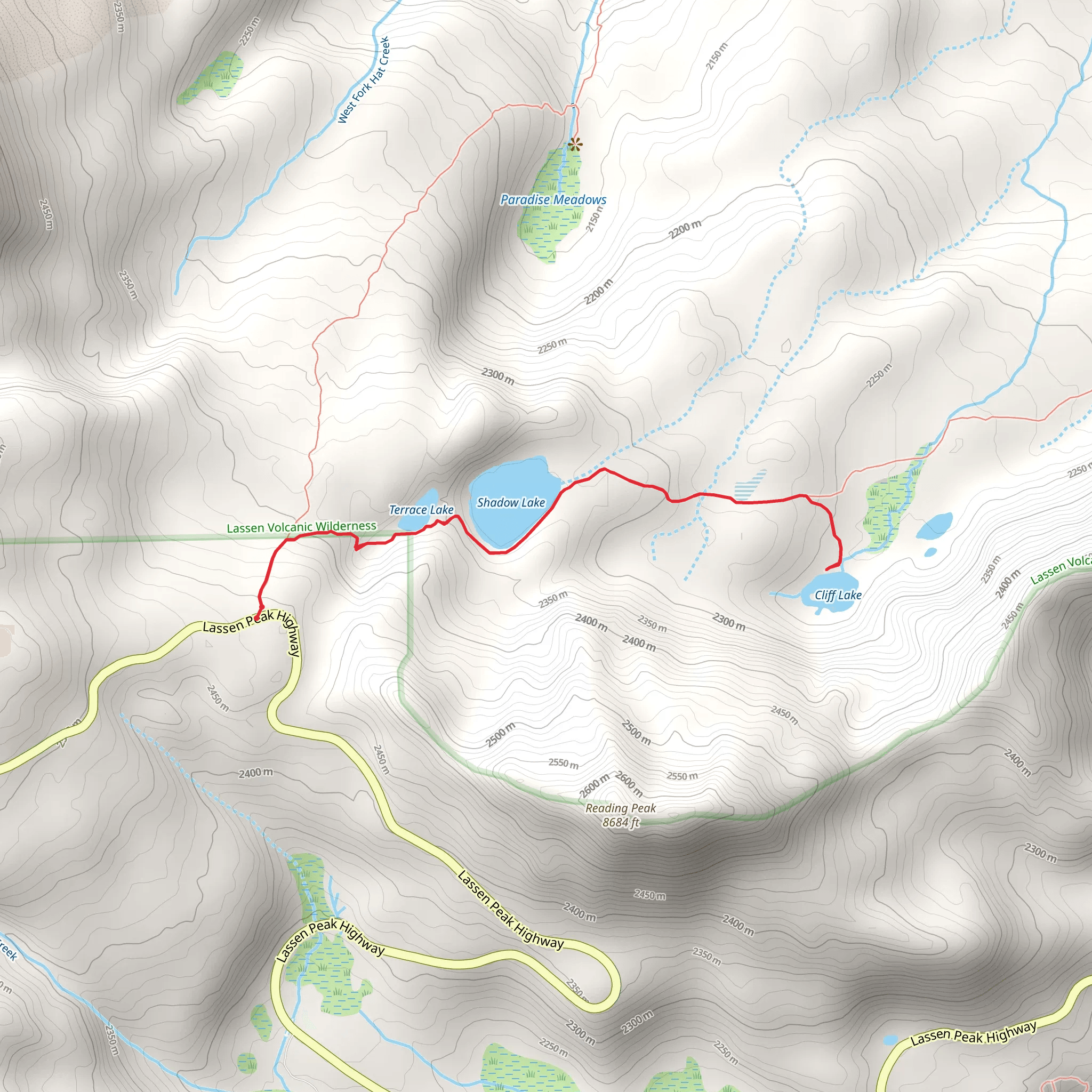 Terrace, Shadow, and Cliff Lakes Trail mobile static map