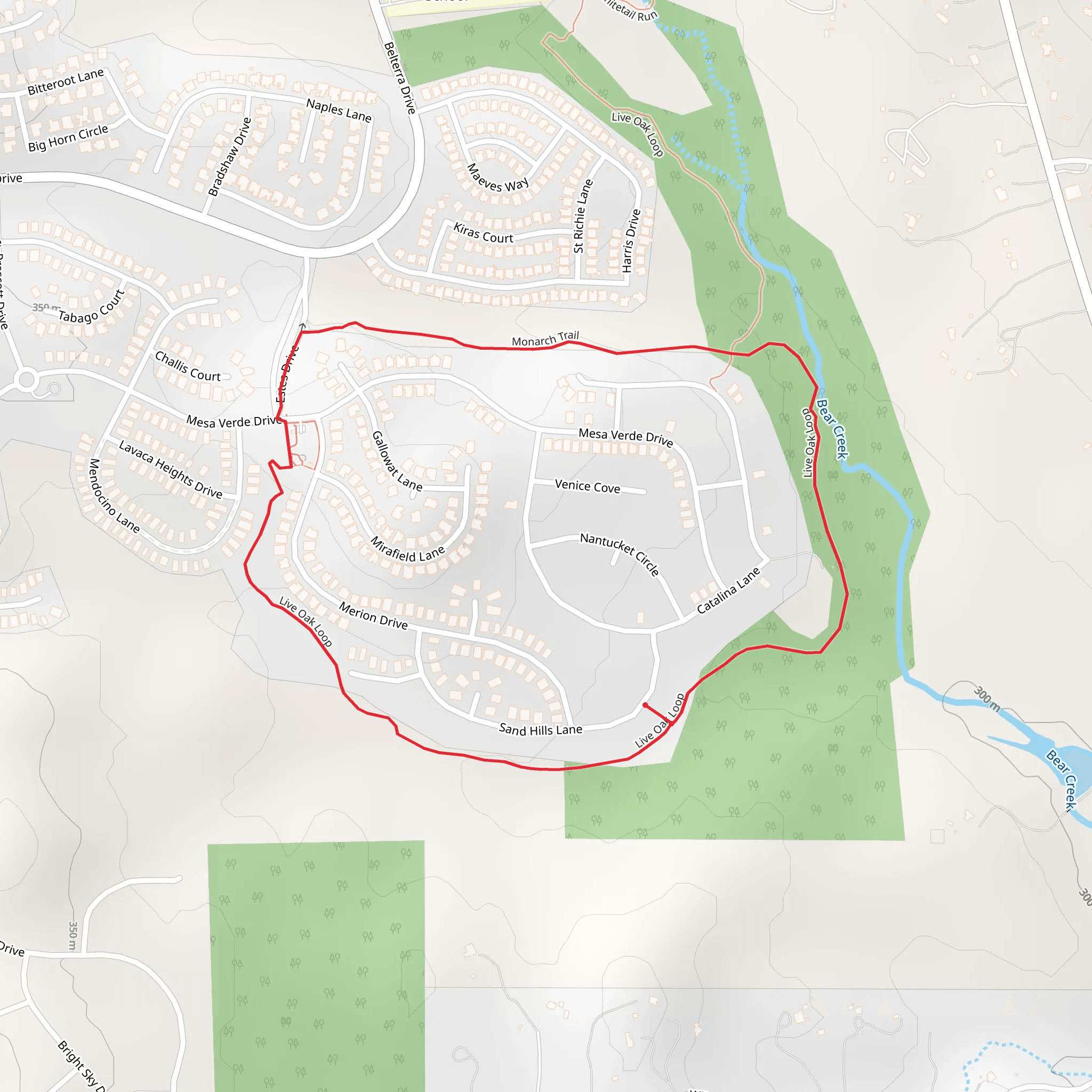 Monarch Trail and Live Oak Loop mobile static map