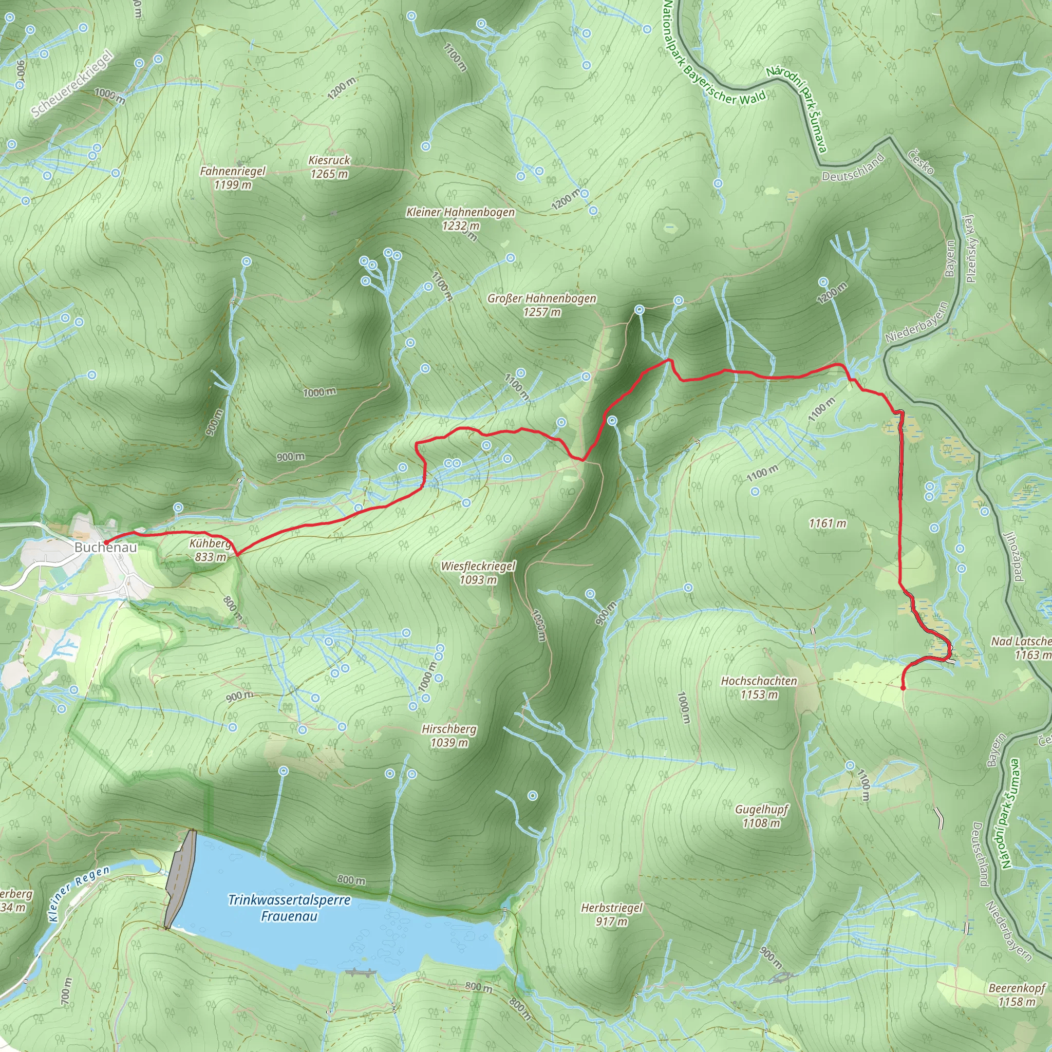Buchenau to Hochschachten via Pestwurz mobile static map