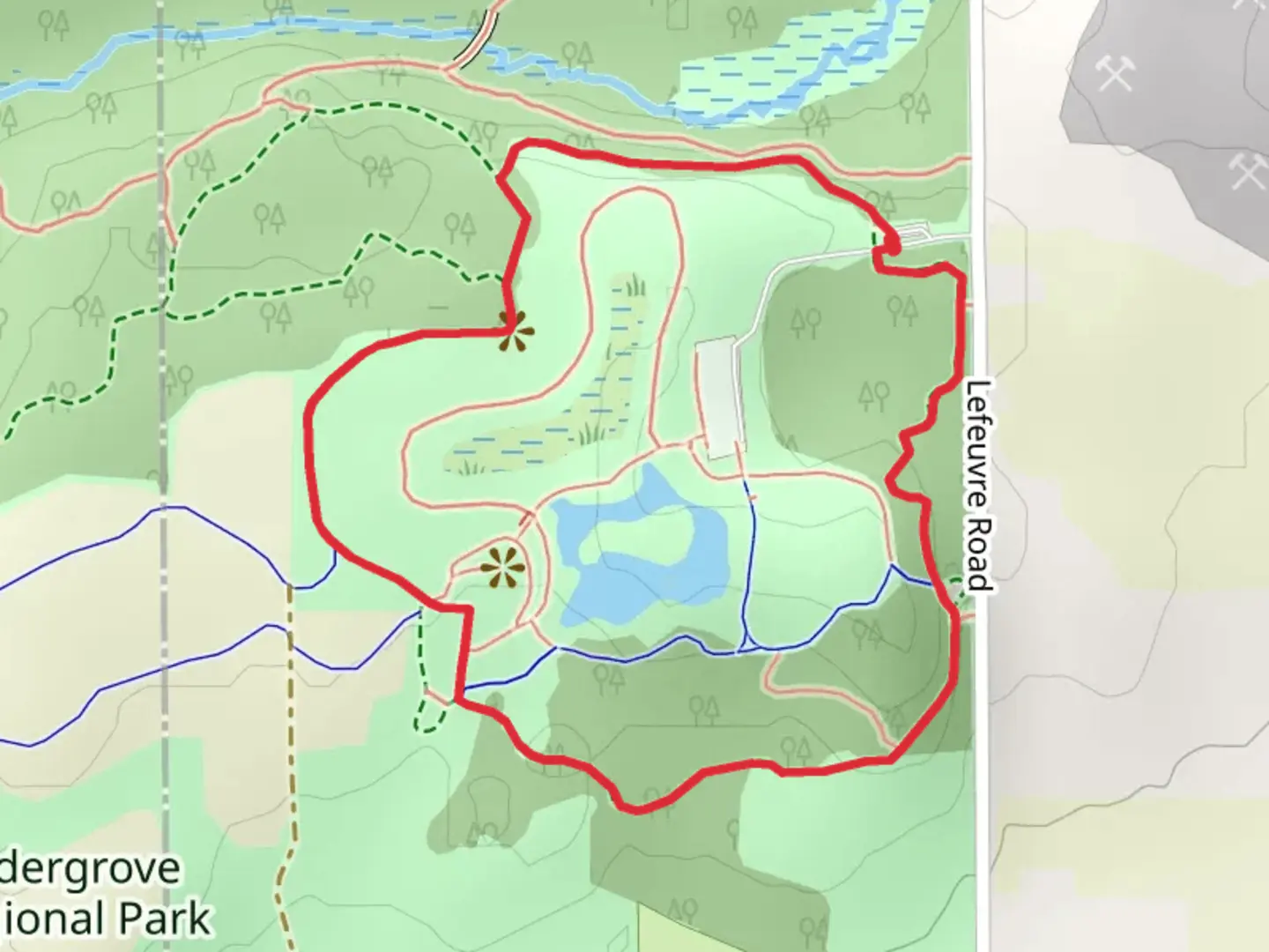 An image depicting the trail Rock N Horse Trail and its surrounding area.