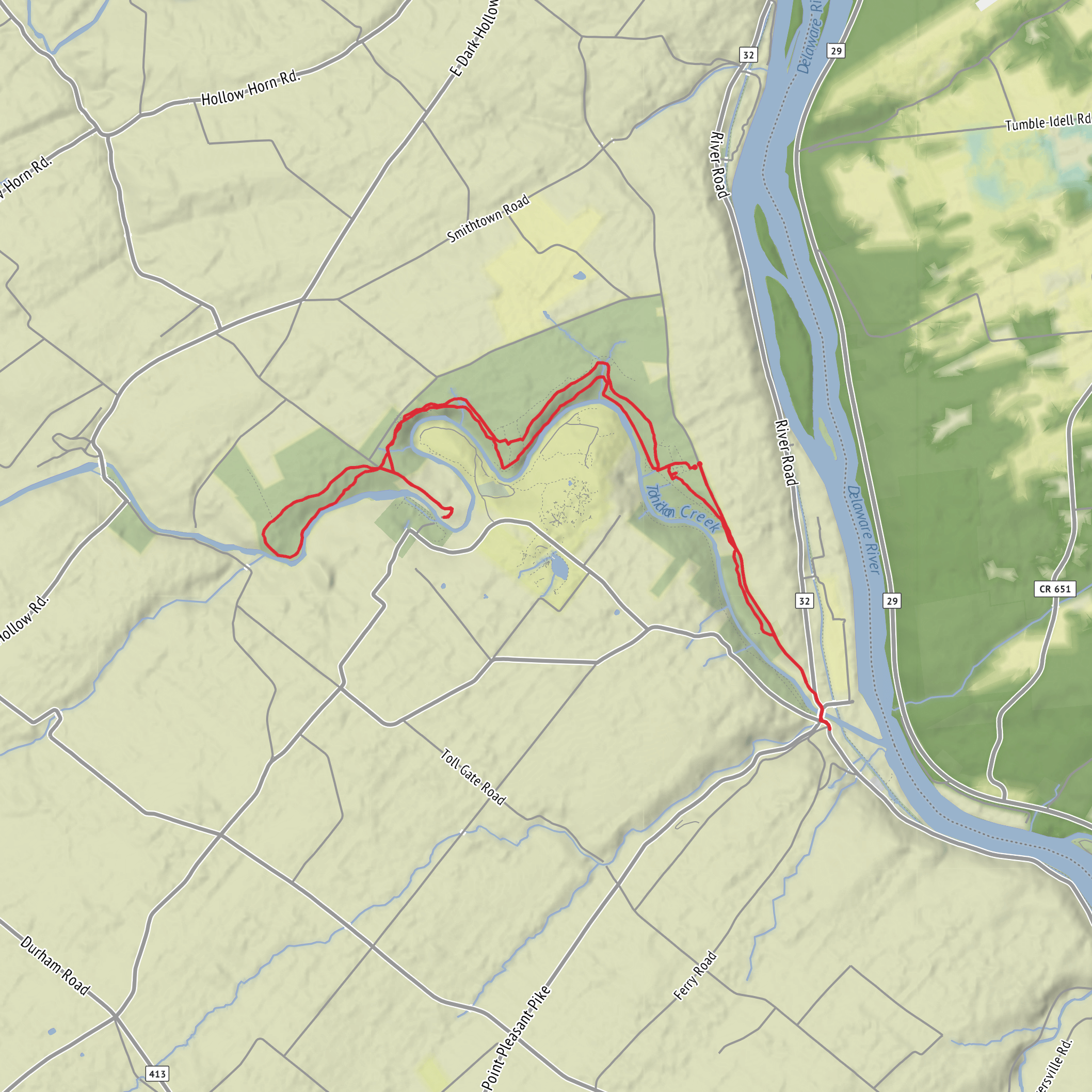Tohickon Valley and High Rocks to Boo’s Tavern mobile static map