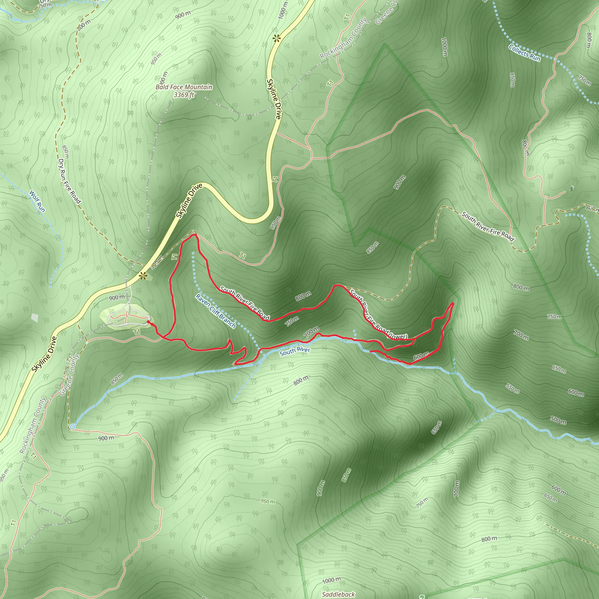 South River Falls and South River Fire Road Loop Trail mobile static map