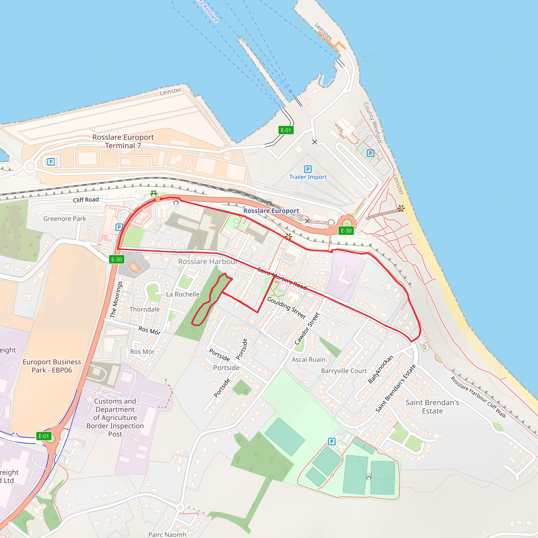 Rosslare Harbour Village Trail mobile static map