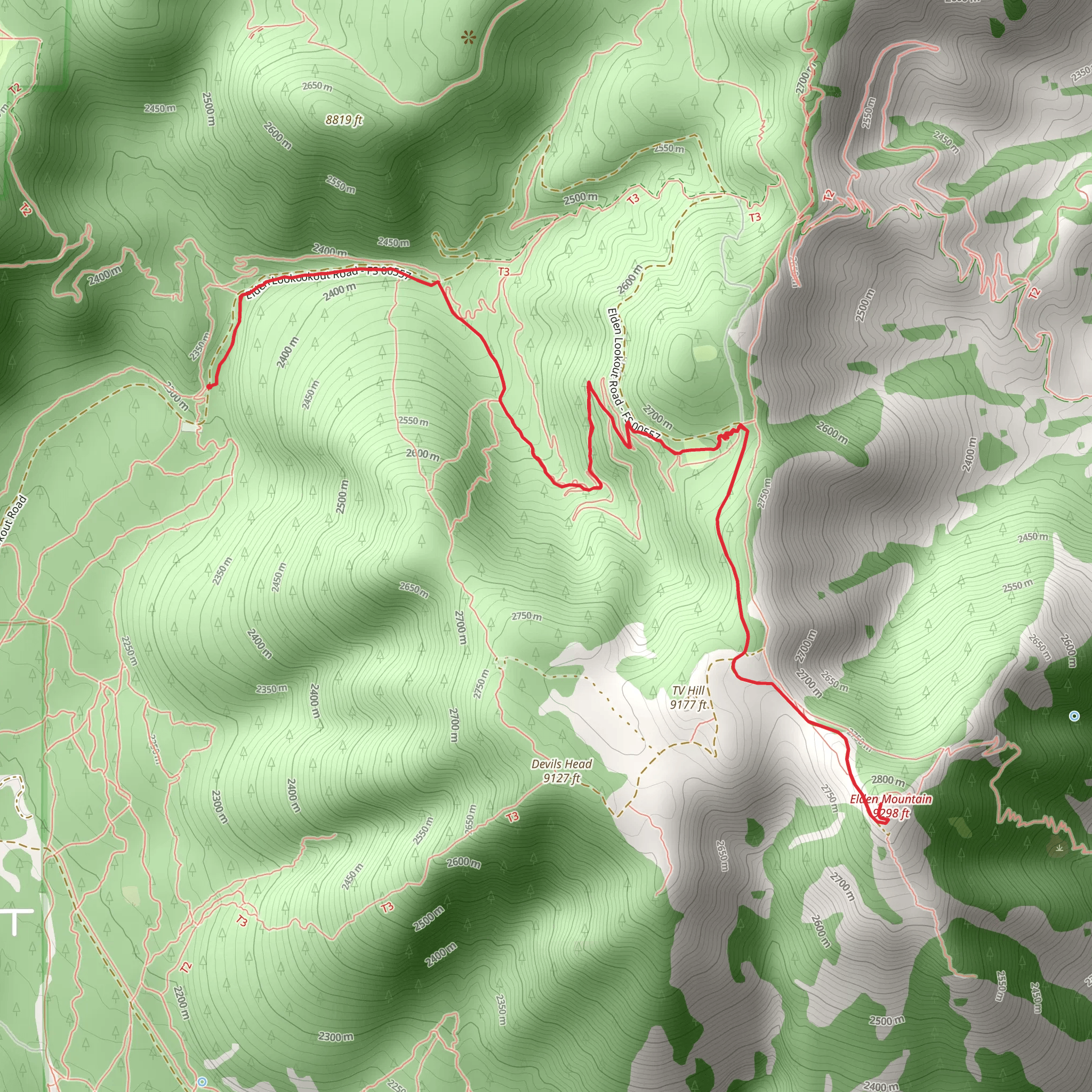 Eden Mountain via Upper Oldham Trail mobile static map