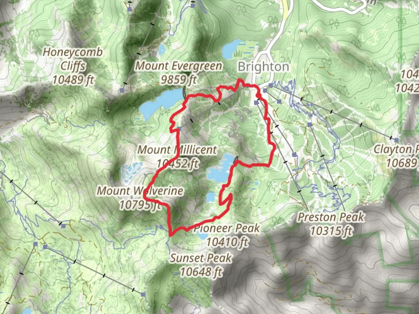 An image depicting the trail Catherines Pass Trail and Mount Millicent Loop and its surrounding area.