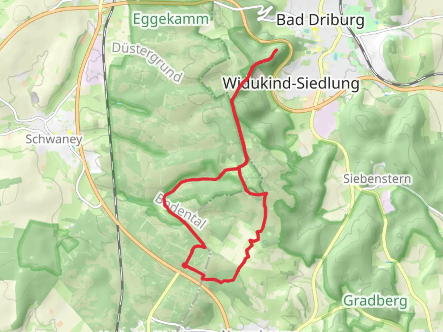 An image depicting the trail Bodental Oscsenberg and Iburg Loop and its surrounding area.