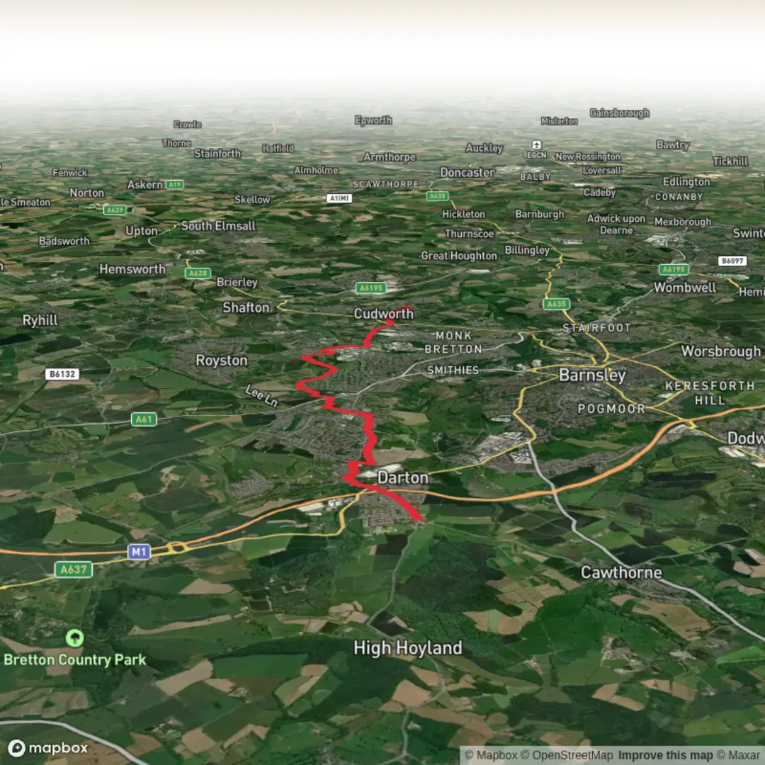 An image depicting the trail Darton to Home and its surrounding area.
