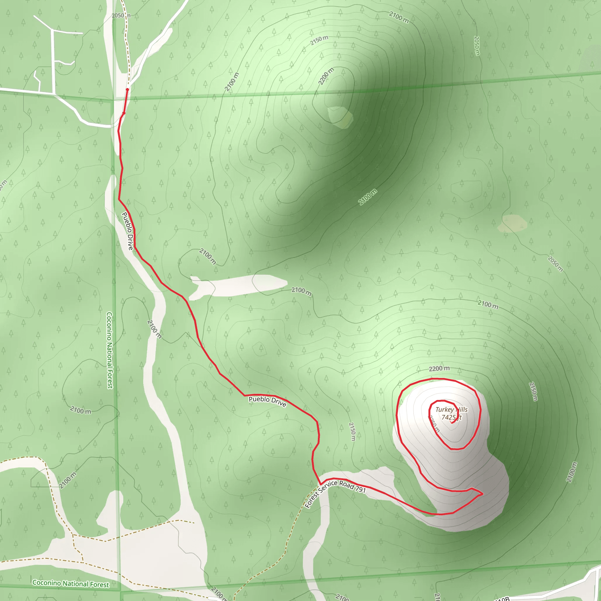 Turkey Hills from Pueblo Drive mobile static map