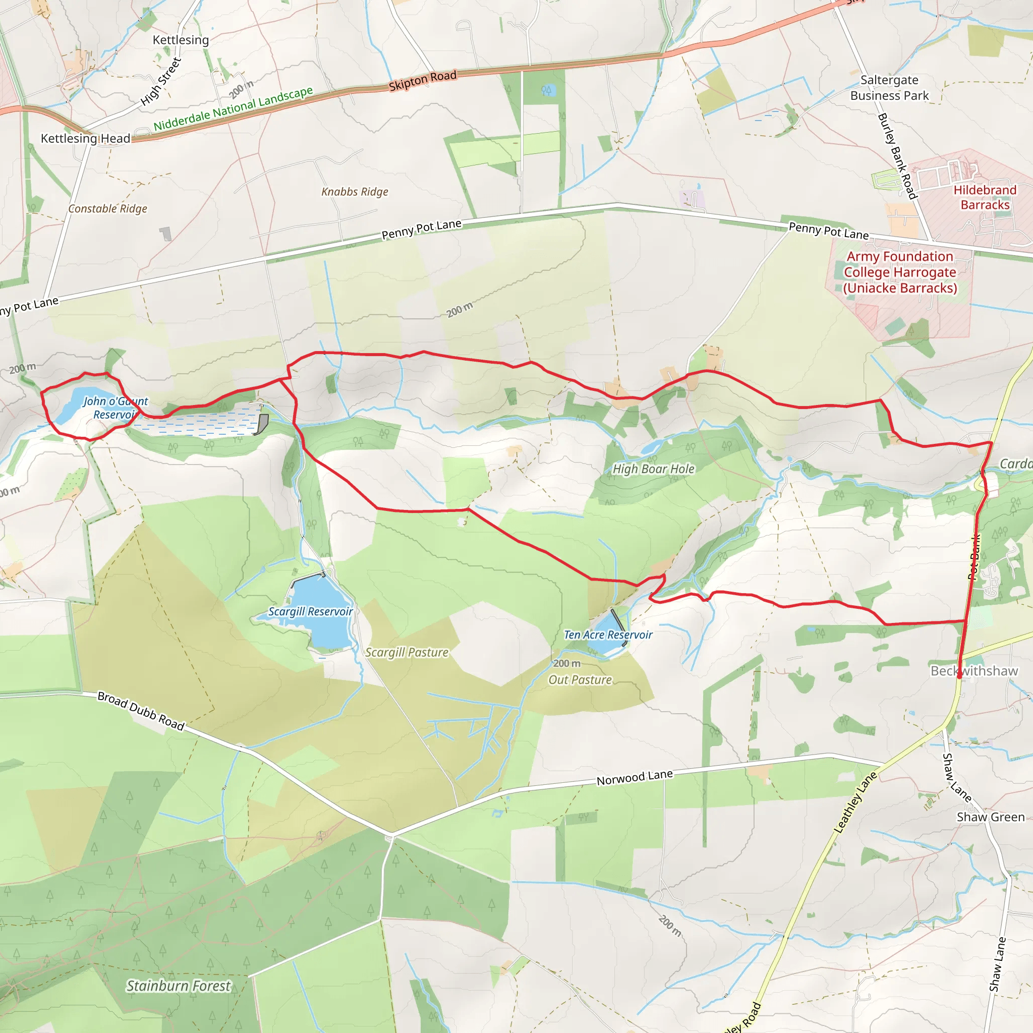 Beckwithshaw - Haverah Park and Beaver Dyke Reservoirs mobile static map