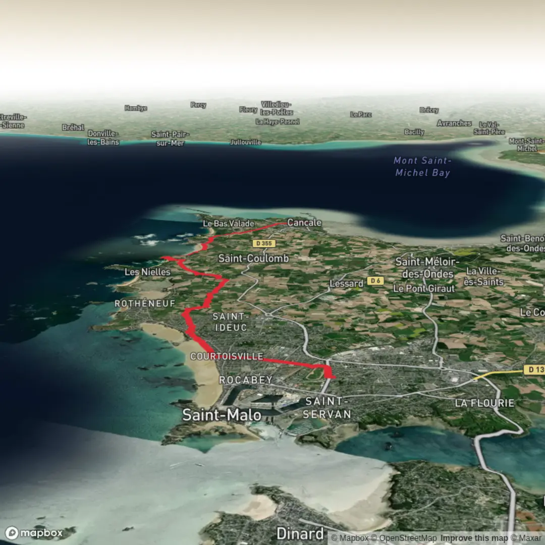 An image depicting the trail Saint Malo - Cancale and its surrounding area.