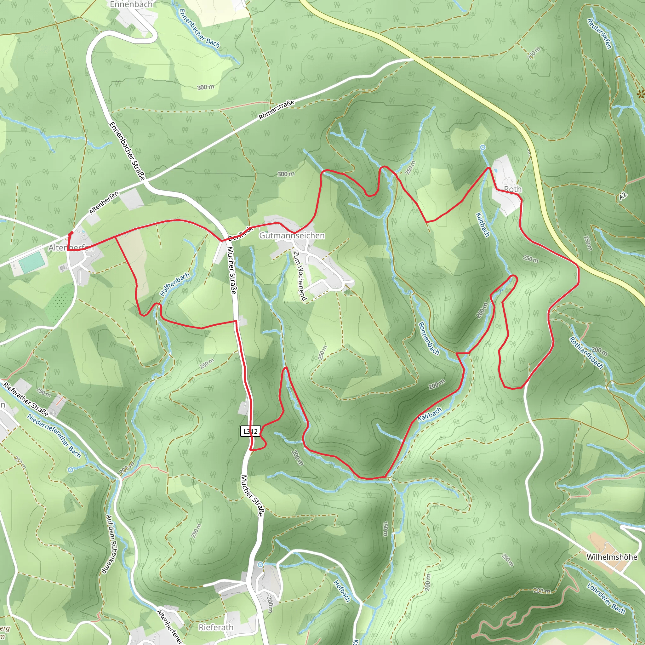 Sieghoehenweg and Natursteig Sieg mobile static map
