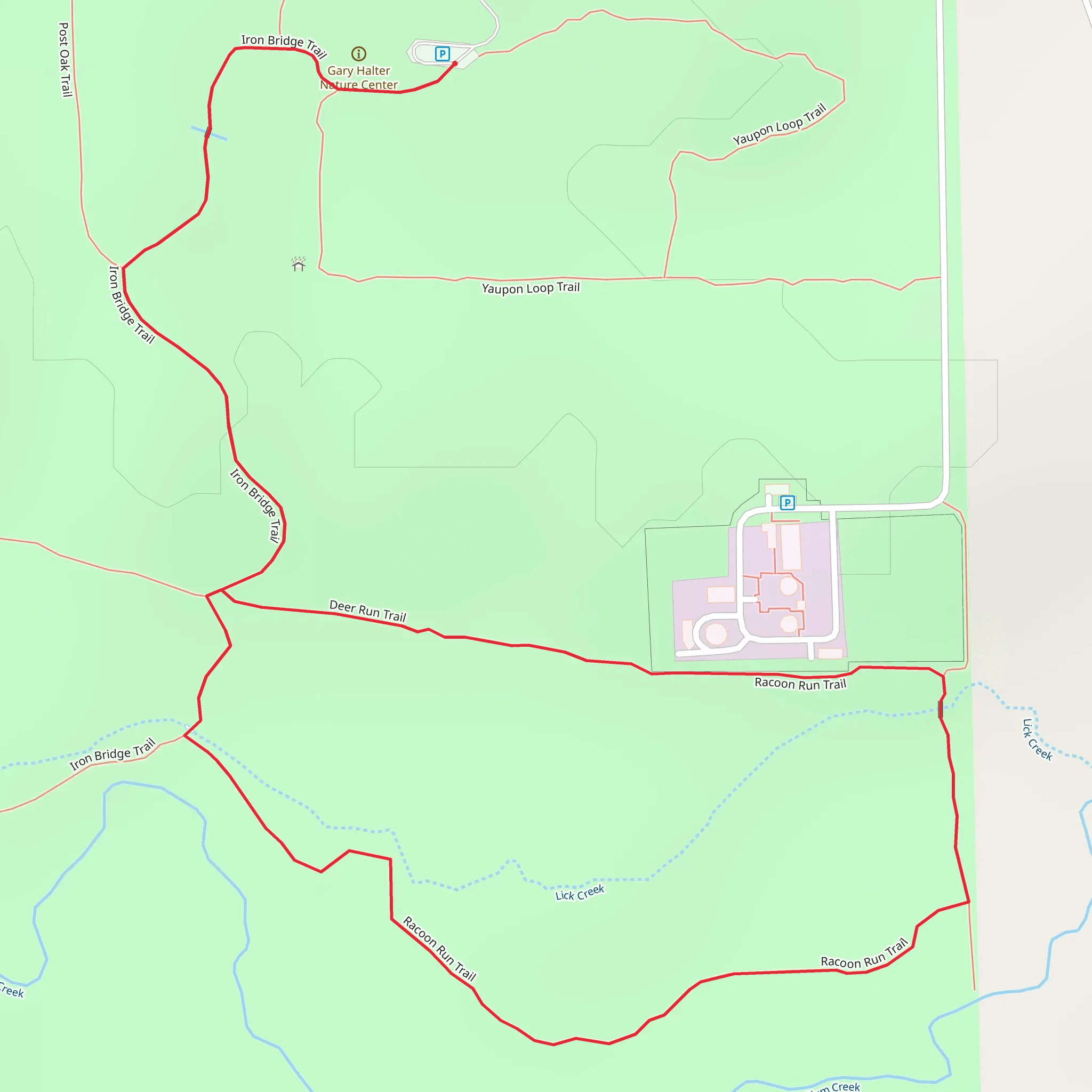 Racoon Run Loop via Iron Bridge Trail mobile static map