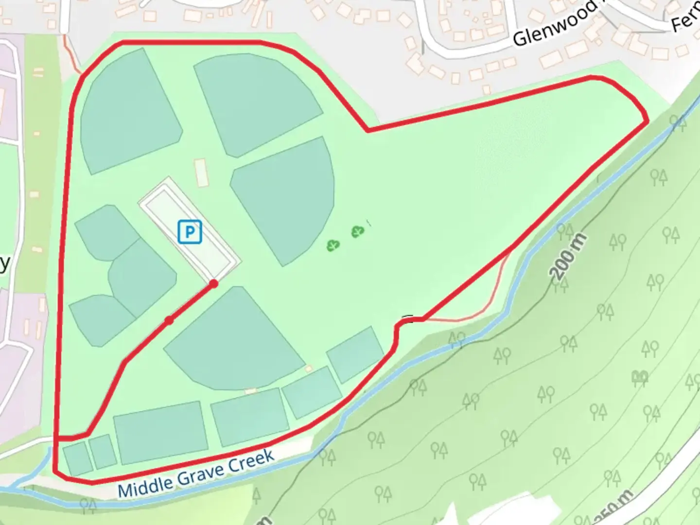 An image depicting the trail Valley Fork City Park Loop and its surrounding area.