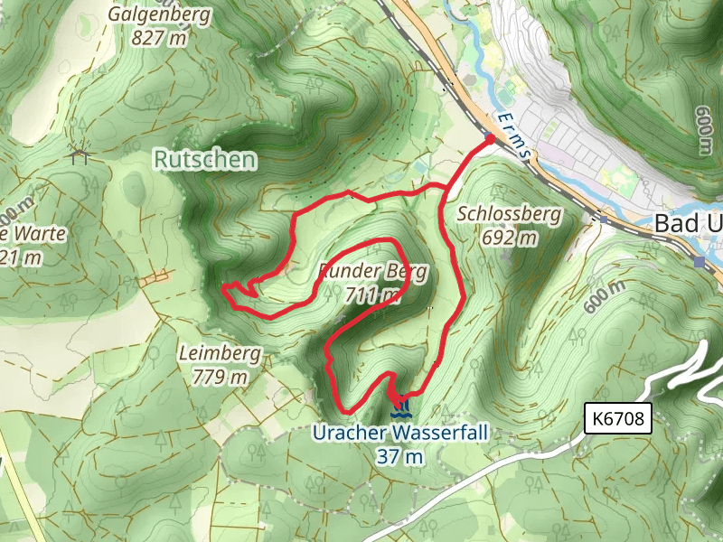 Bad Urach Guetersteiner Wasserfaelle and Wasserfallsteig Loop
