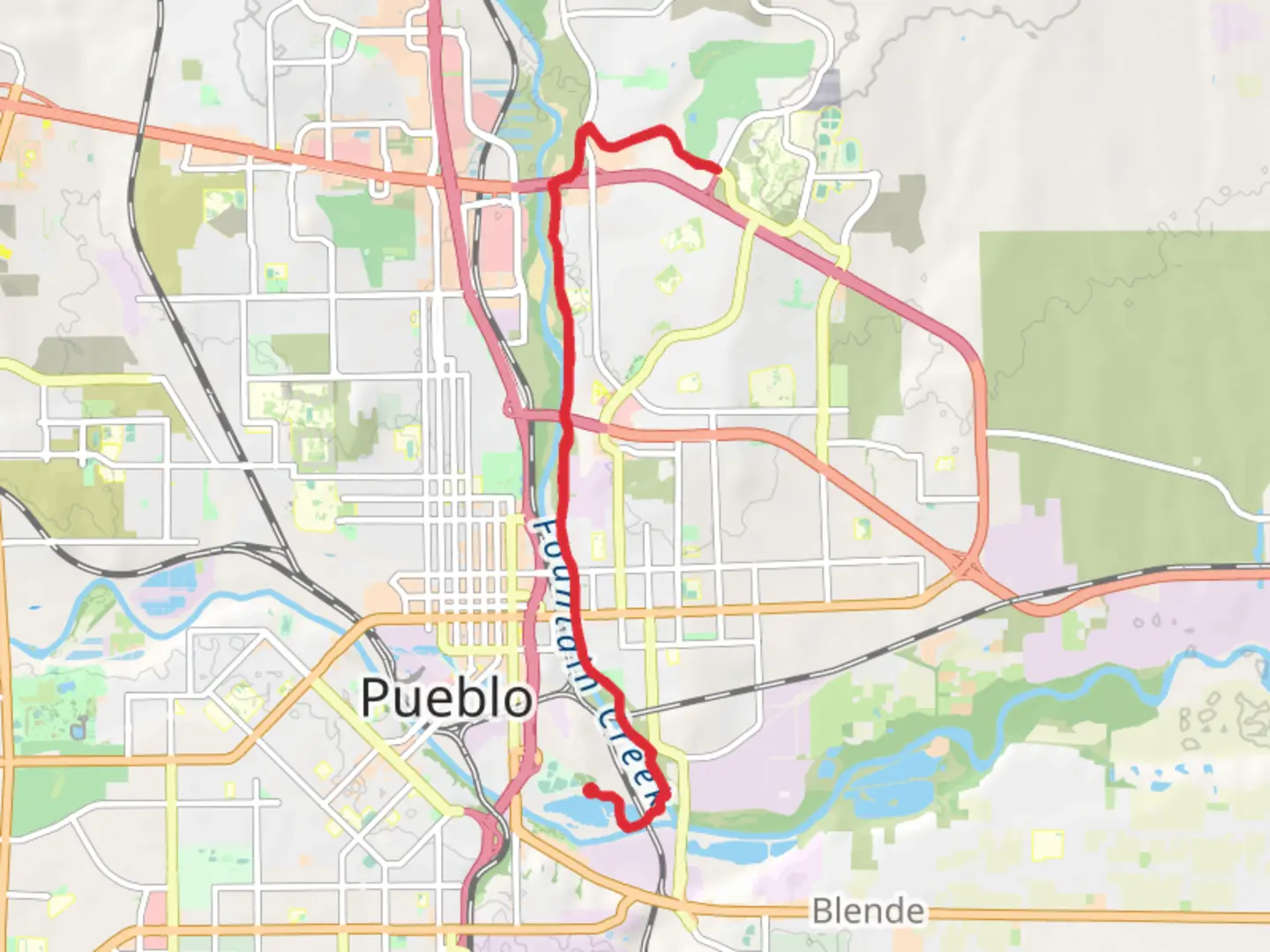 An image depicting the trail Fountain Creek MUP and its surrounding area.