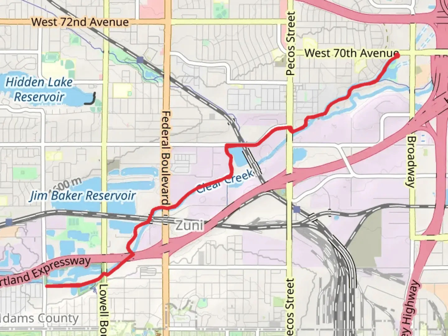 An image depicting the trail Twin Lakes Park and Clear Creek Trail and its surrounding area.