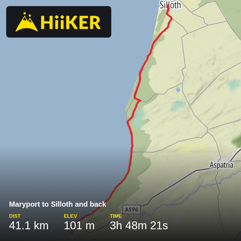 A map preview of the recording Maryport to Silloth and back.