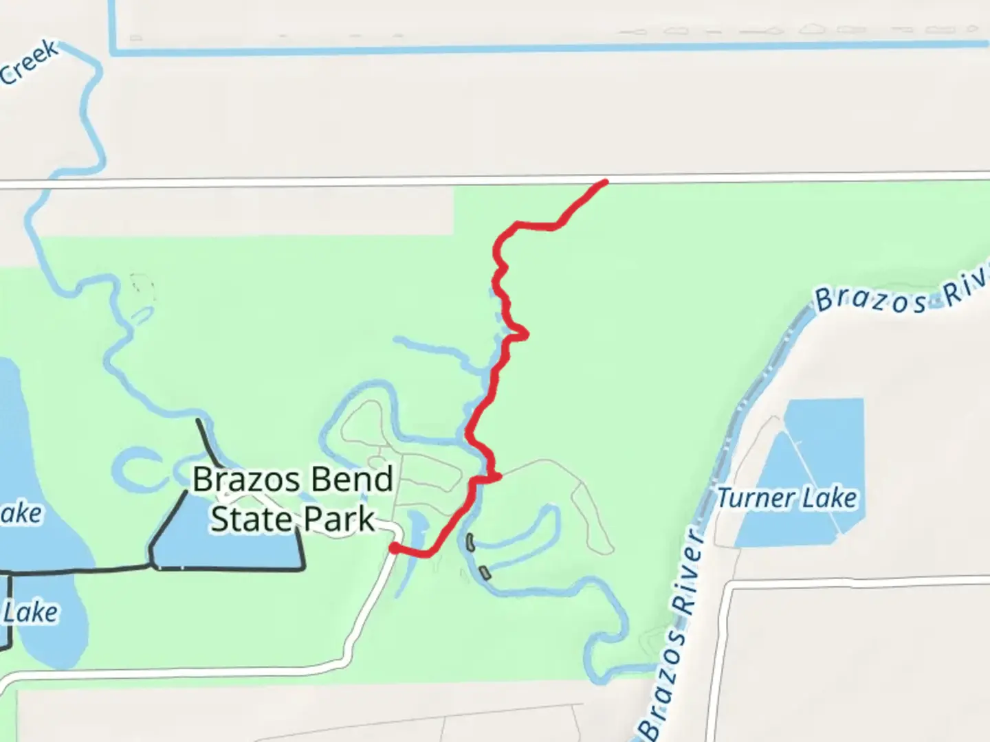 An image depicting the trail Bluestem and Bayou Trail from Creekfield Lake and its surrounding area.