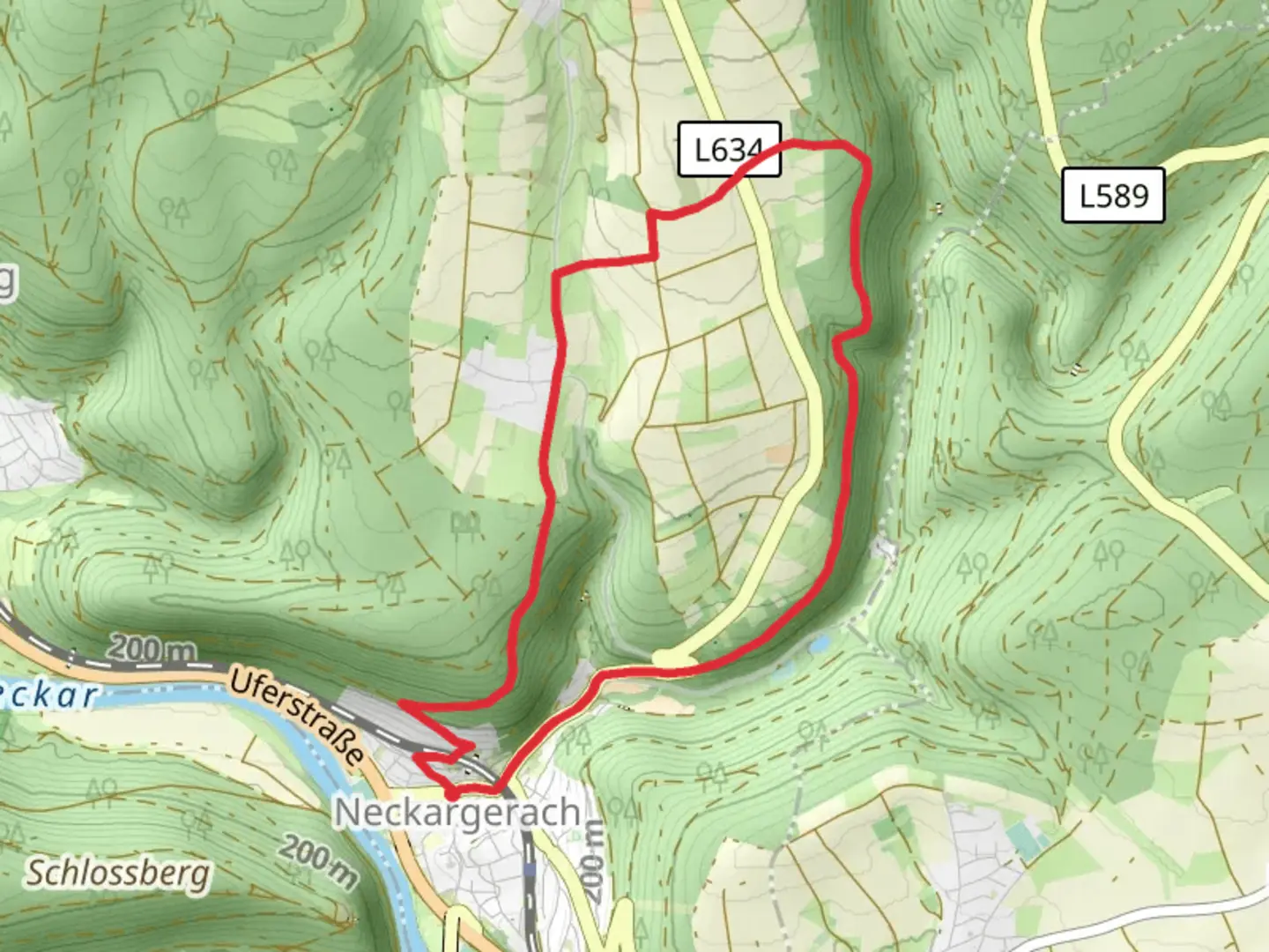 An image depicting the trail Waldlehrpfad Neckargerach and its surrounding area.