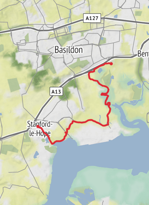 Hike Stanford le Hope to Pitsea mobile static map
