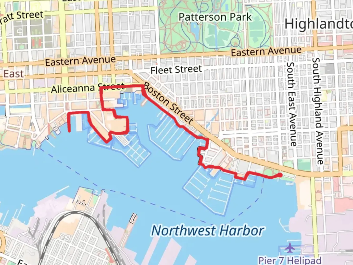An image depicting the trail Baltimore Waterfront Promenade and its surrounding area.