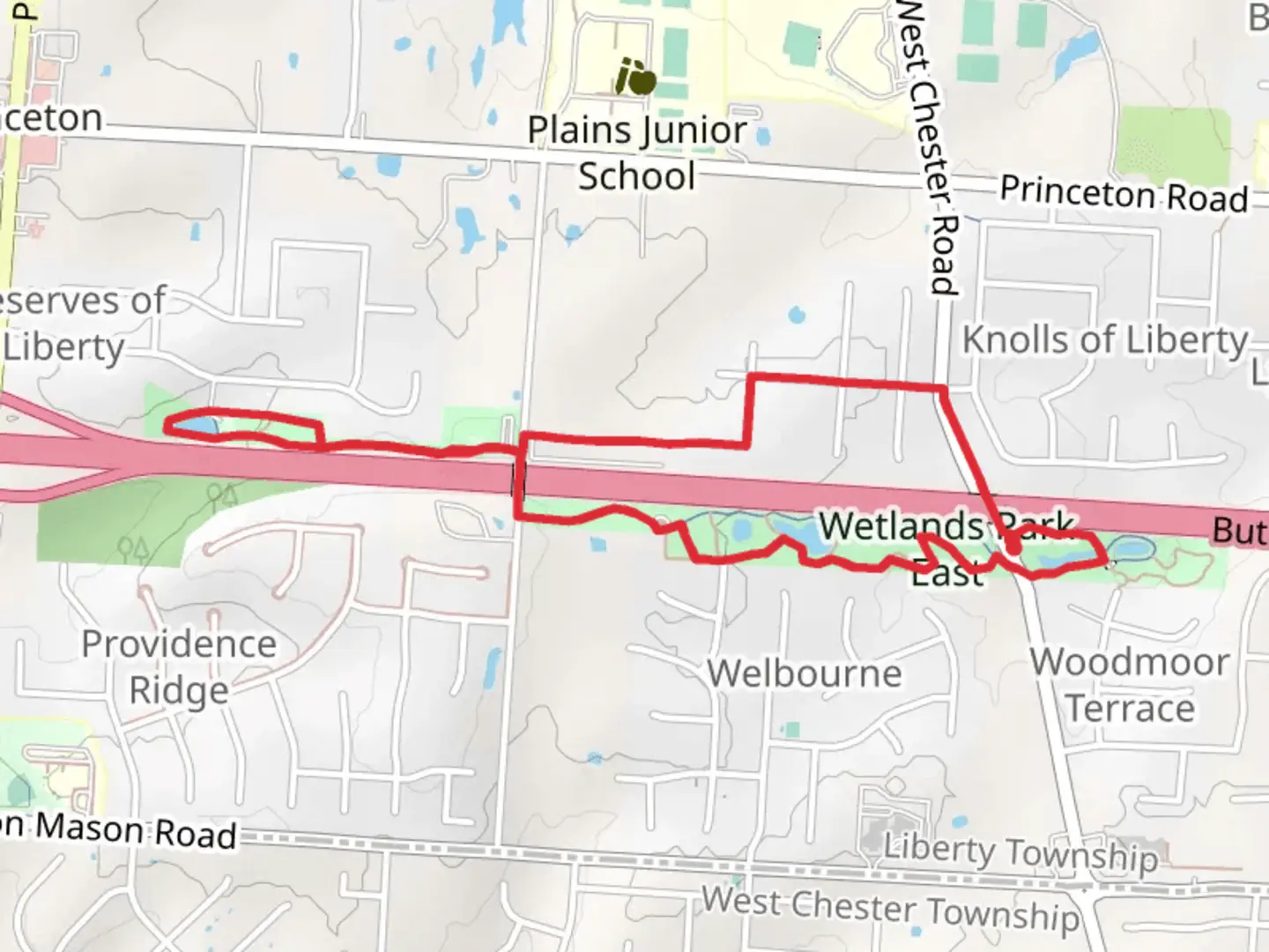 An image depicting the trail Wetlands Park East and Miami to Miami Trail and its surrounding area.
