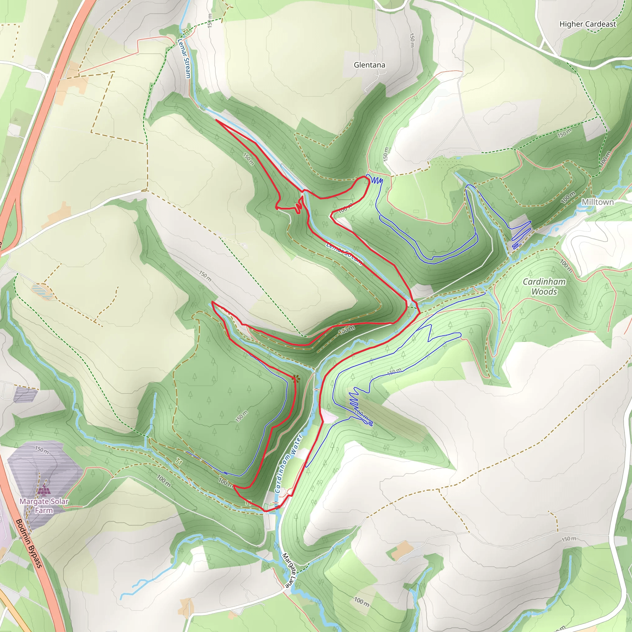 Cardinham Woods Loop mobile static map