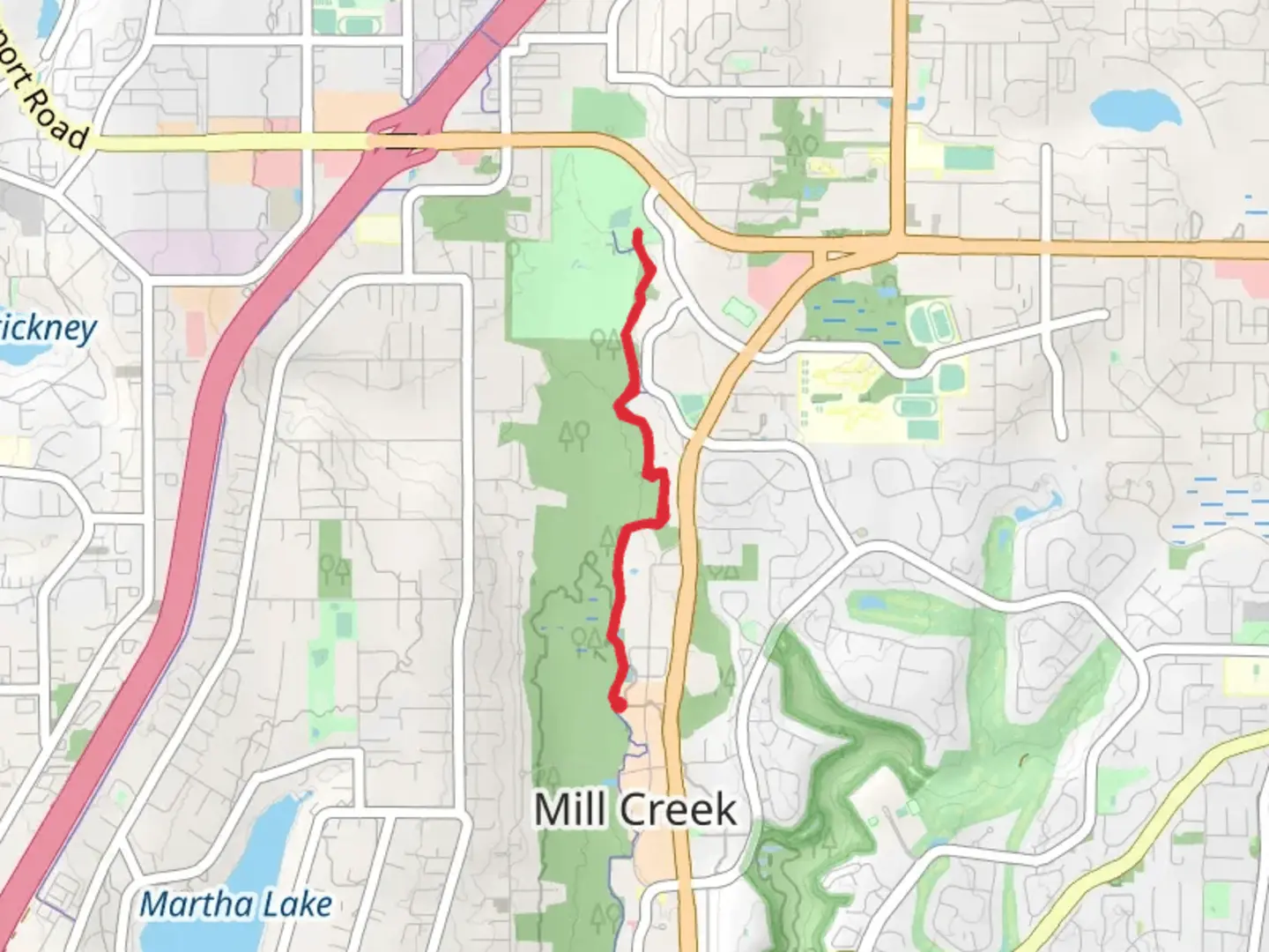 An image depicting the trail North Creek Trail - Mill Creek and its surrounding area.