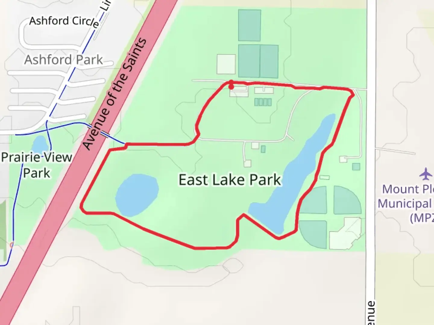 An image depicting the trail East Lake Park Loop and its surrounding area.