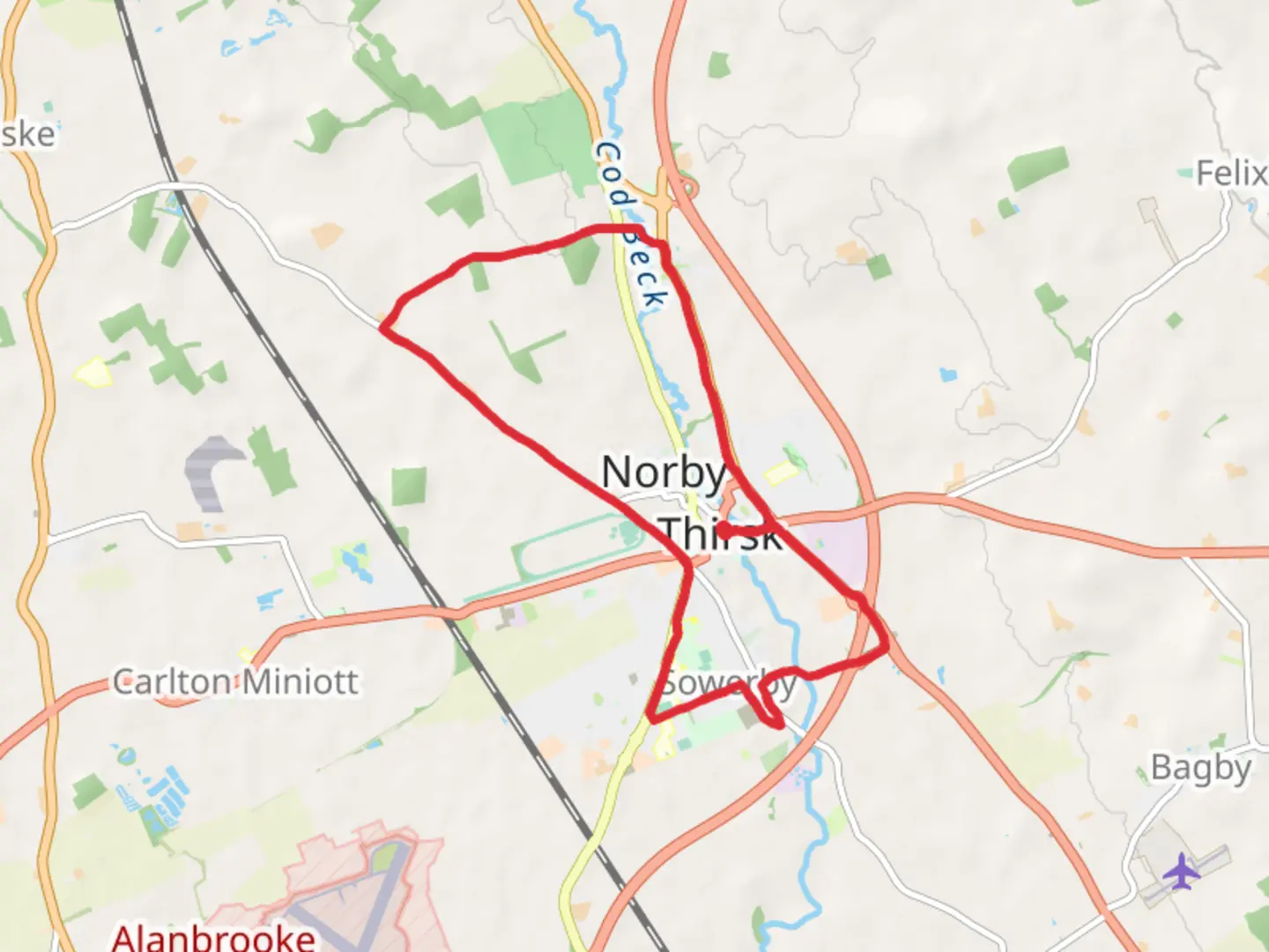 An image depicting the trail Thrisk Country Park Loop and its surrounding area.