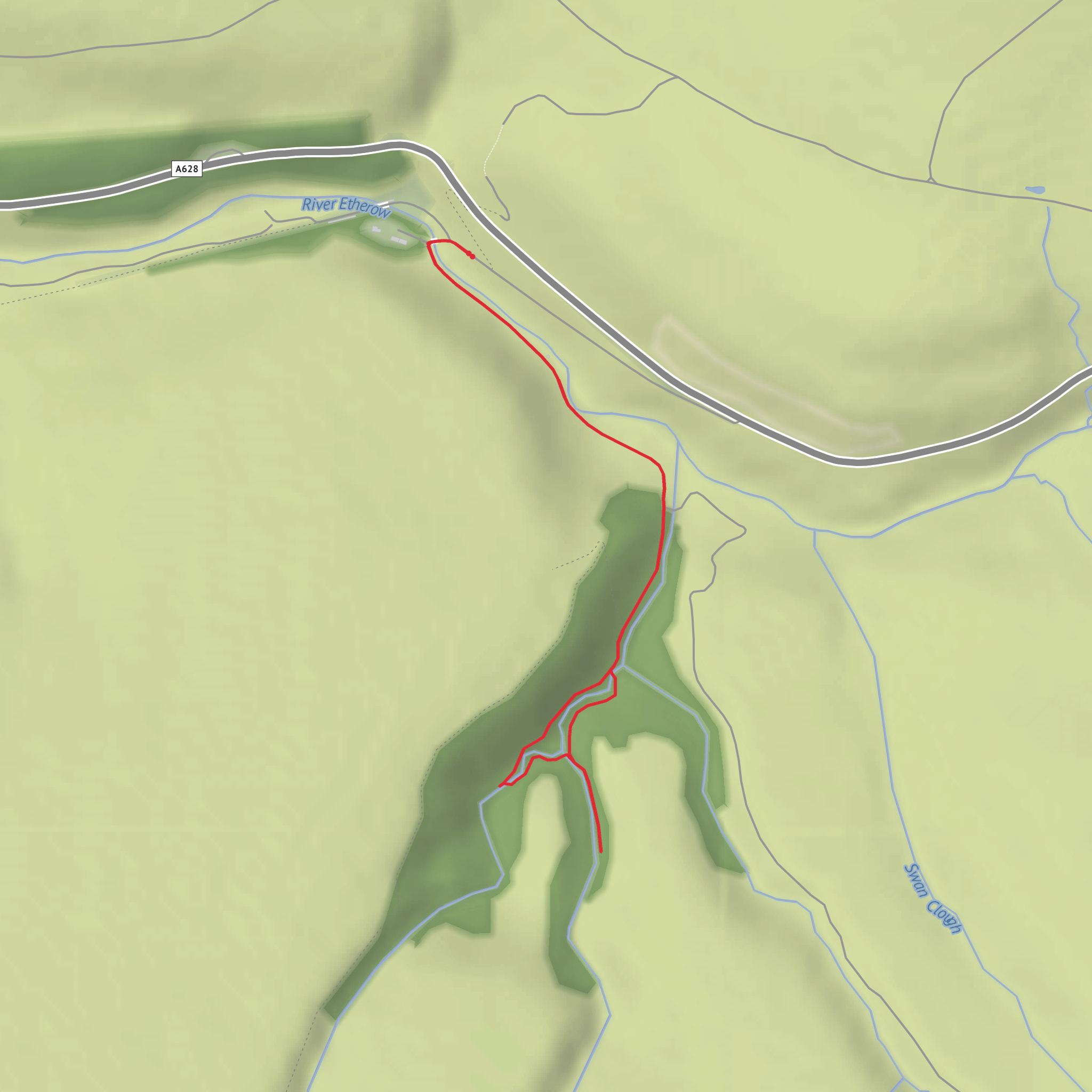 Middle black clough waterfalls mobile static map