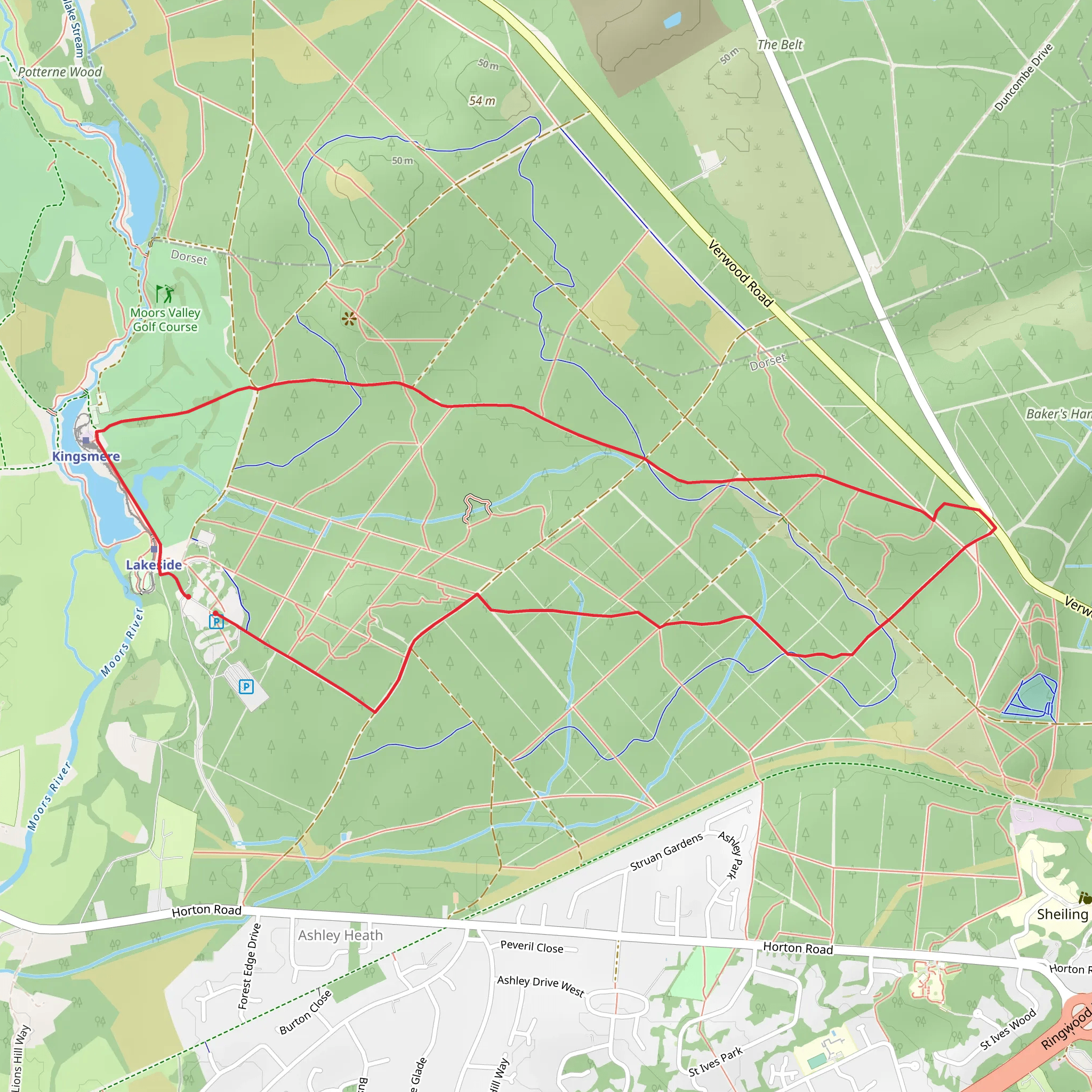 Moors Valley Country Park Loop mobile static map