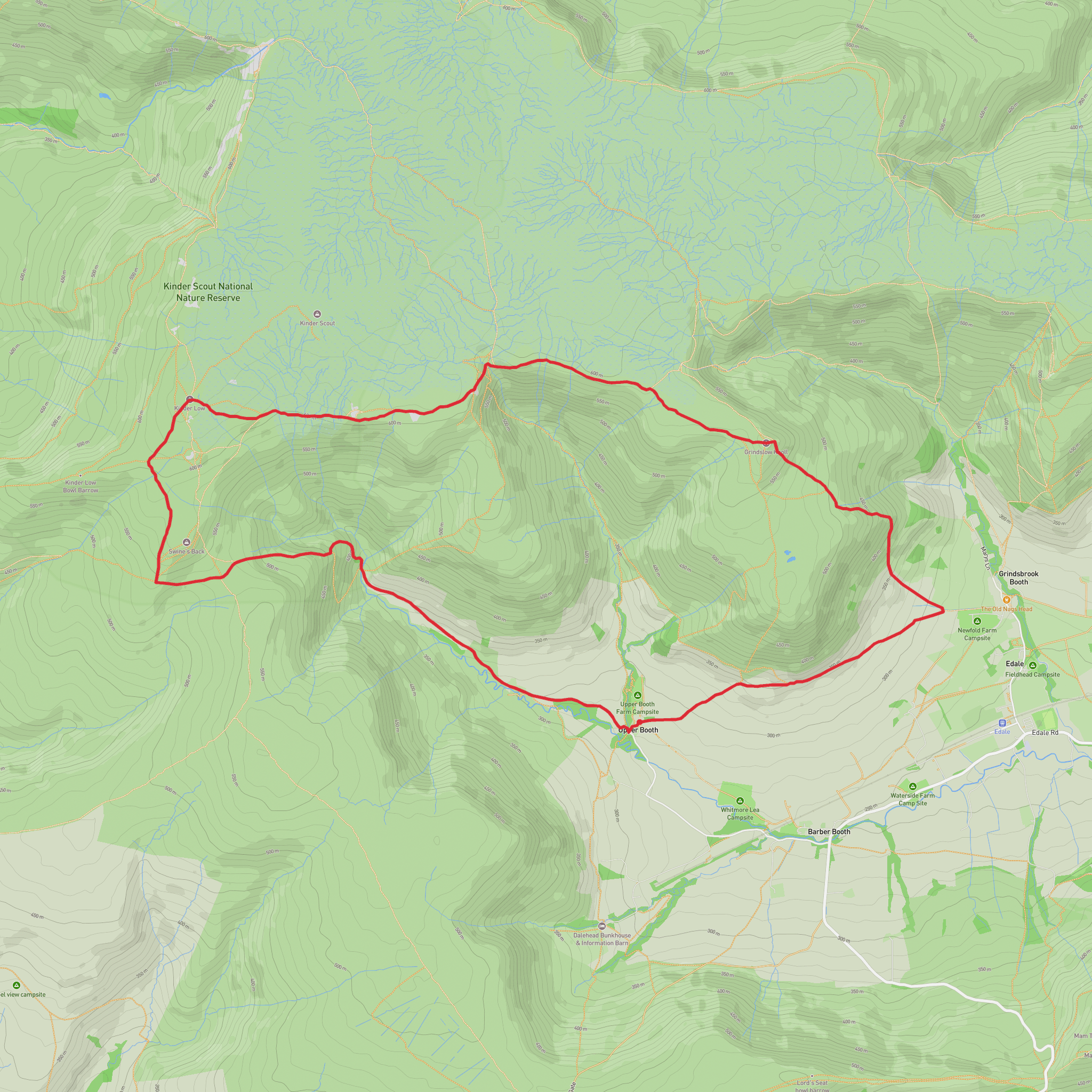 Grindslow Knoll, Crowden Tower and Jacob's Ladder Loop mobile static map