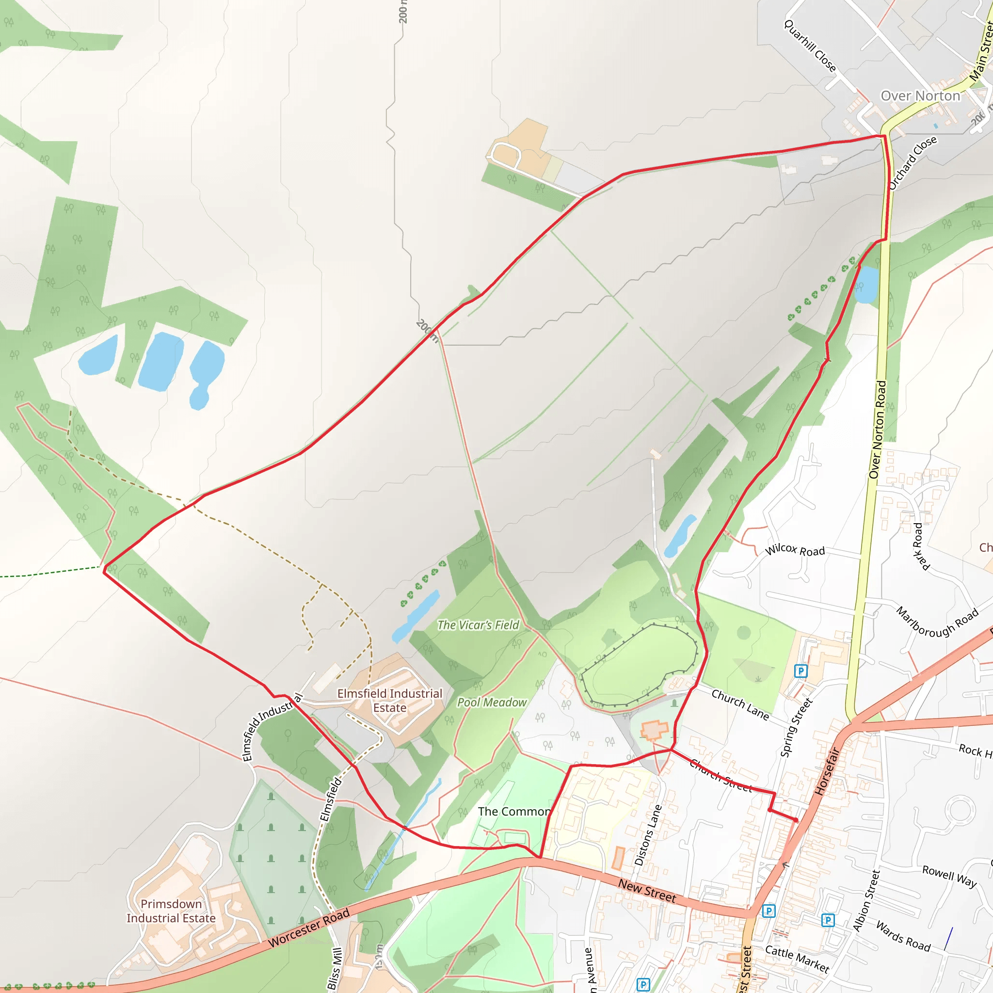 Chipping Norton to Over Norton mobile static map