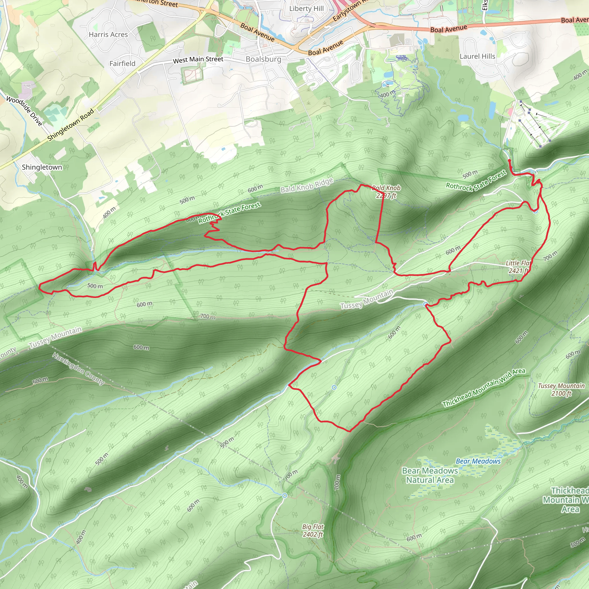 Bald Knob and Little Flat Loop mobile static map