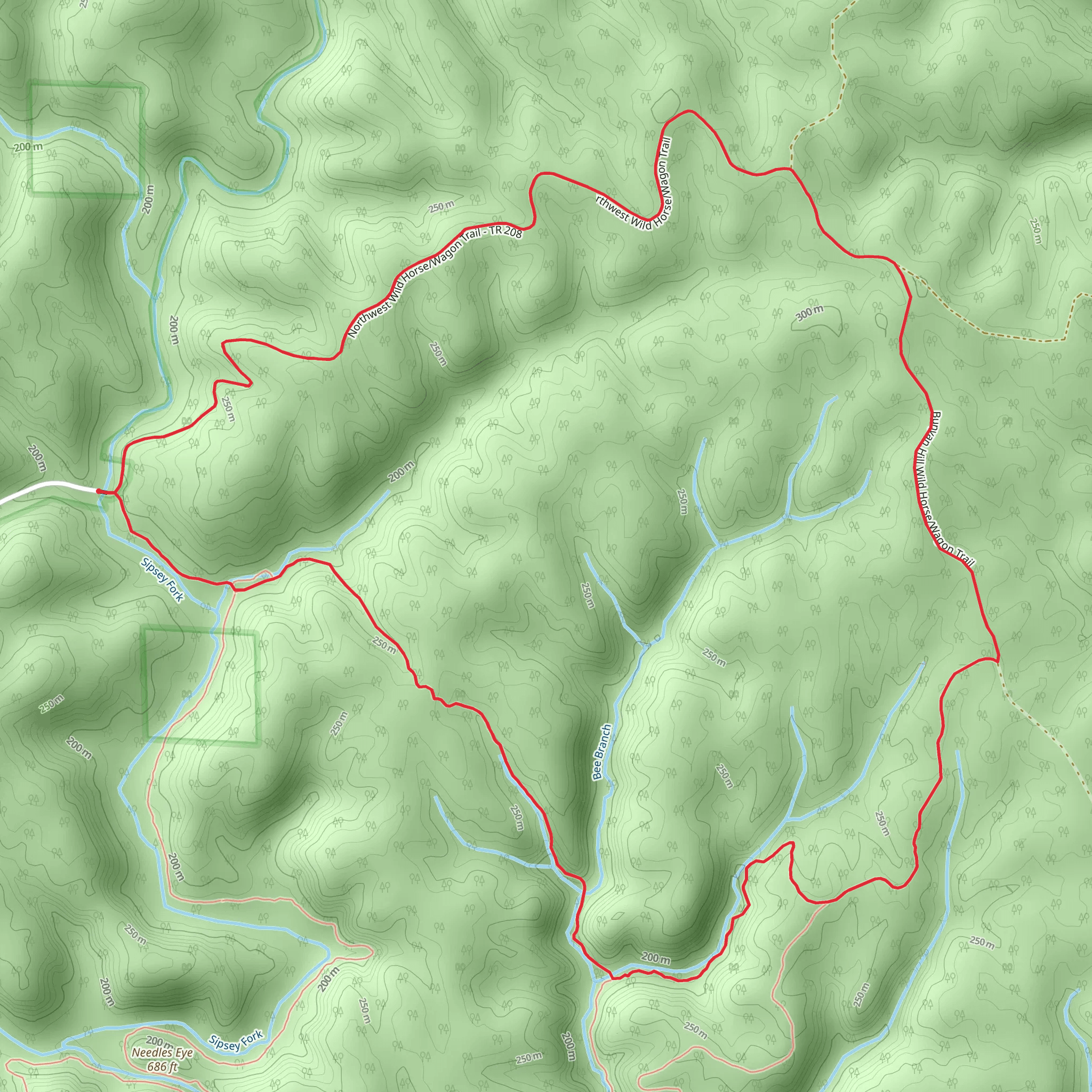 Thompson Creek Wild Hiking and Northwest Wild Wagon Loop Trail mobile static map