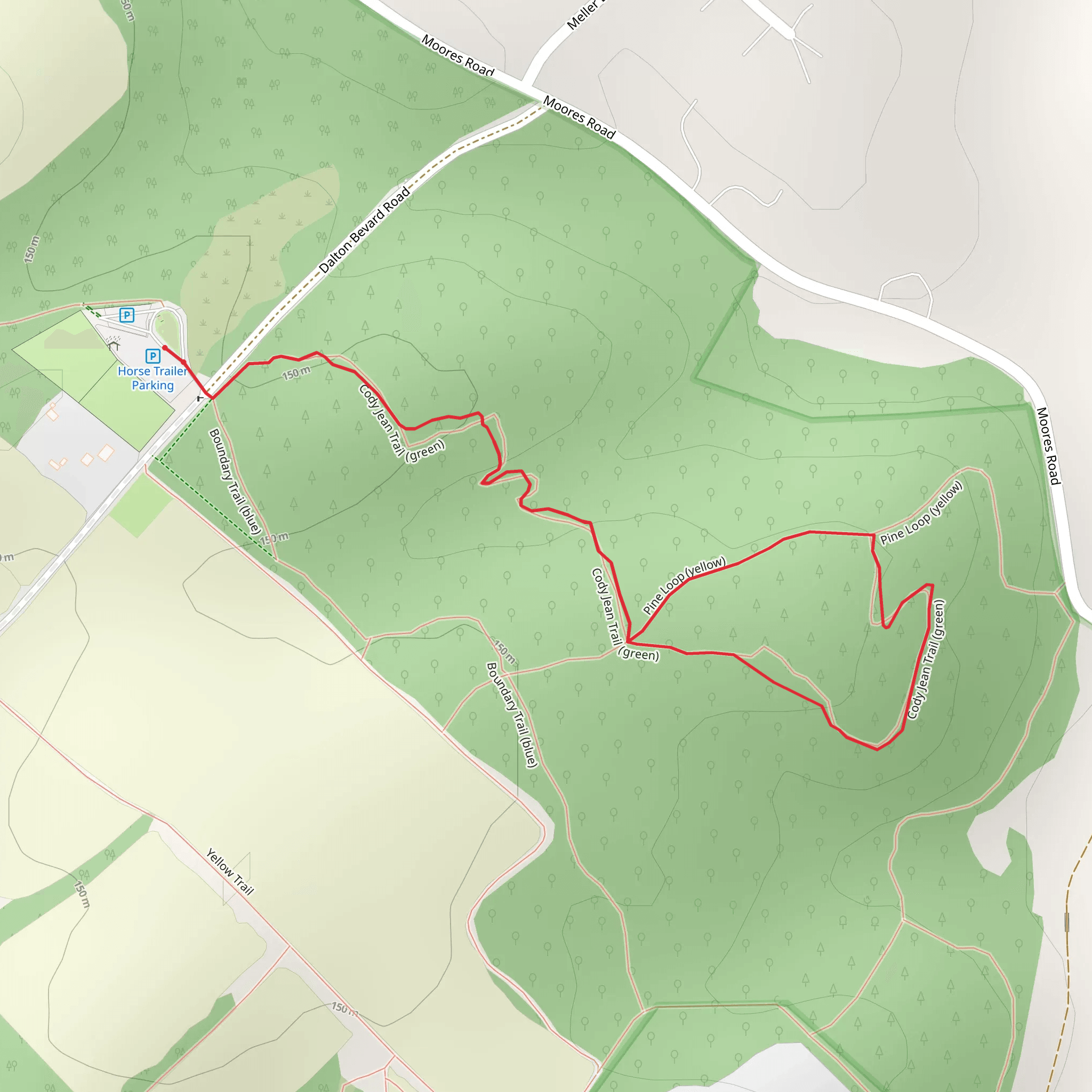 Pine Loop - Yellow and Cody Jean Trail - Green Loop mobile static map