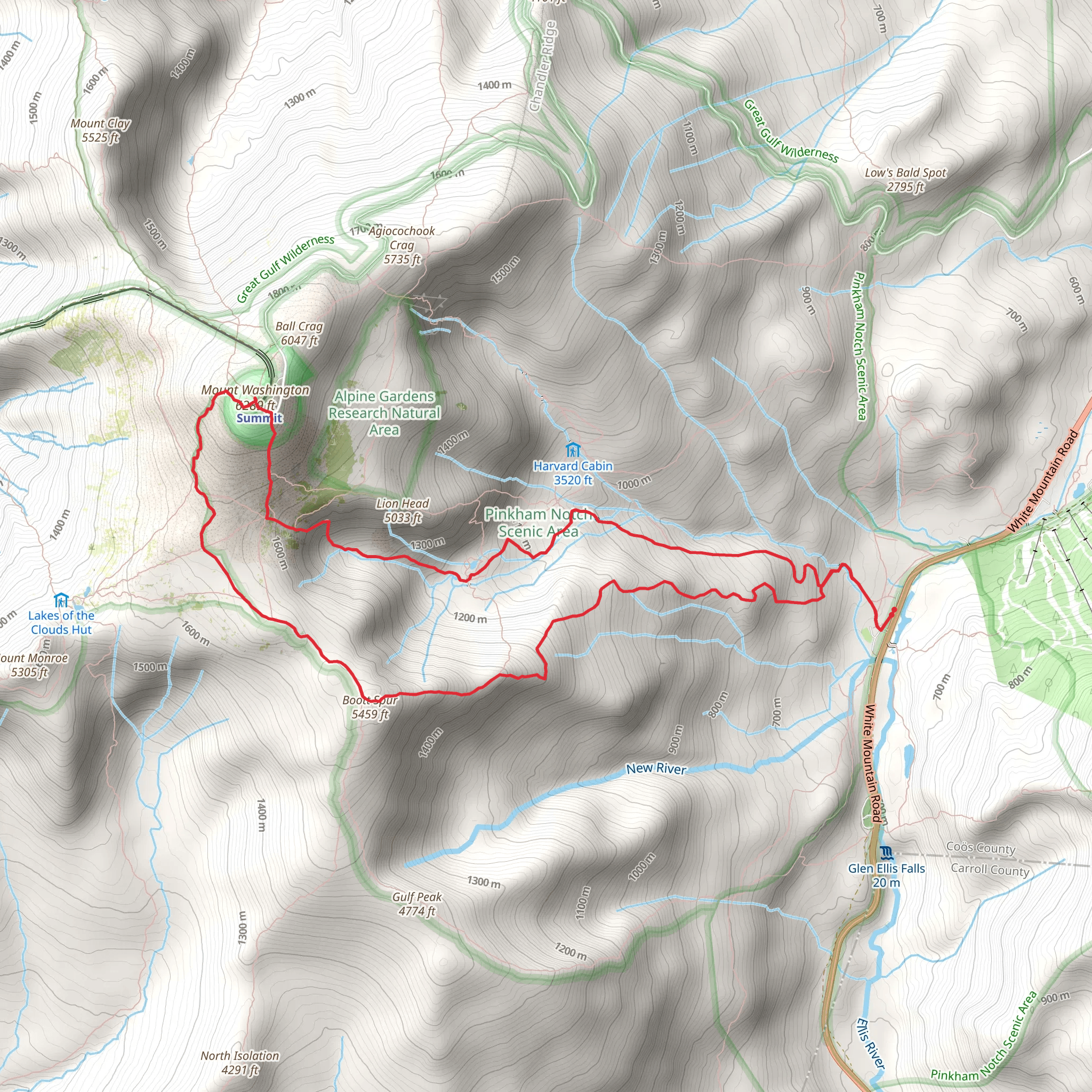 Lion Head from Pinkham Notch Loop mobile static map