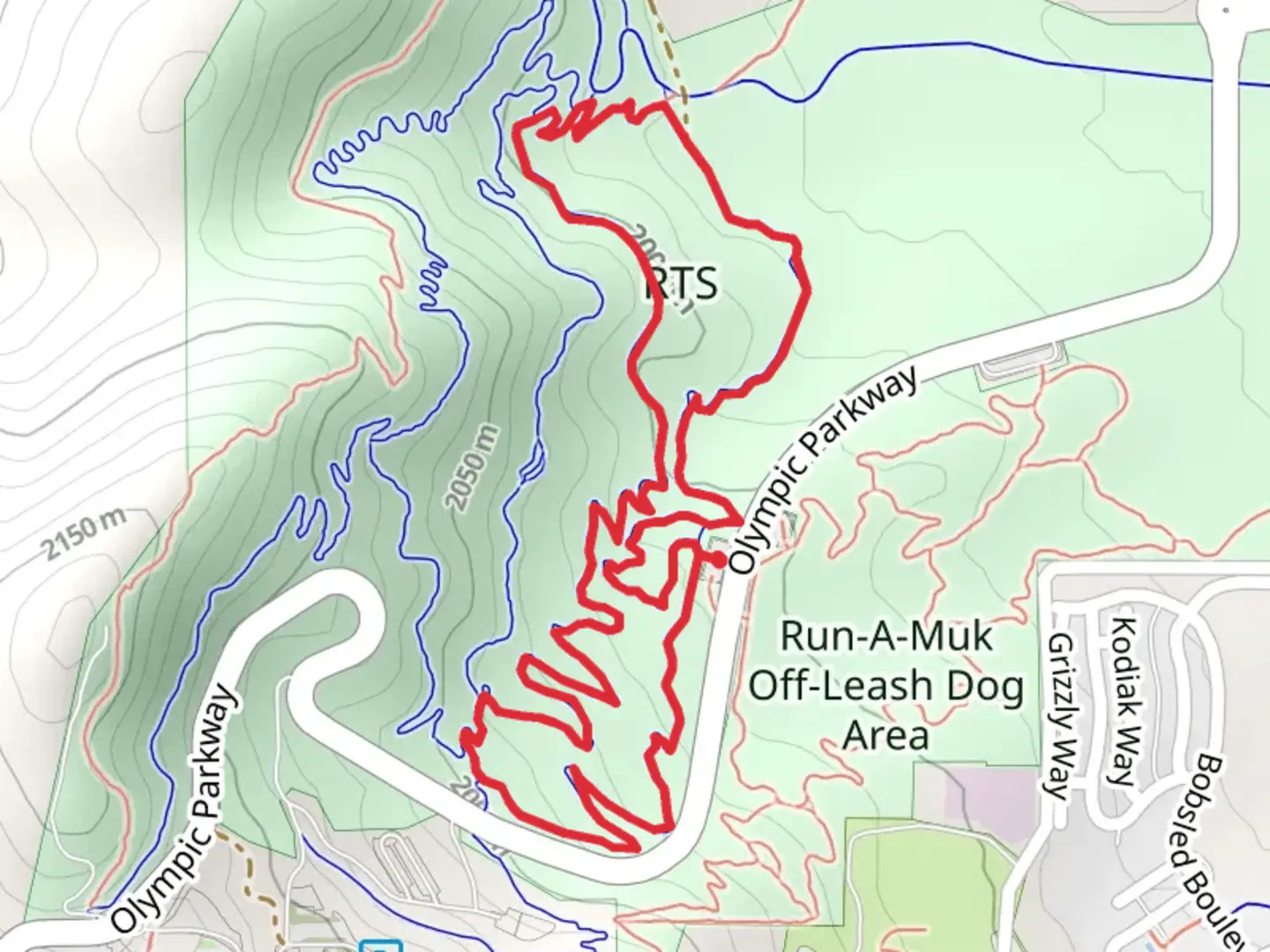 An image depicting the trail RTS Loop and its surrounding area.
