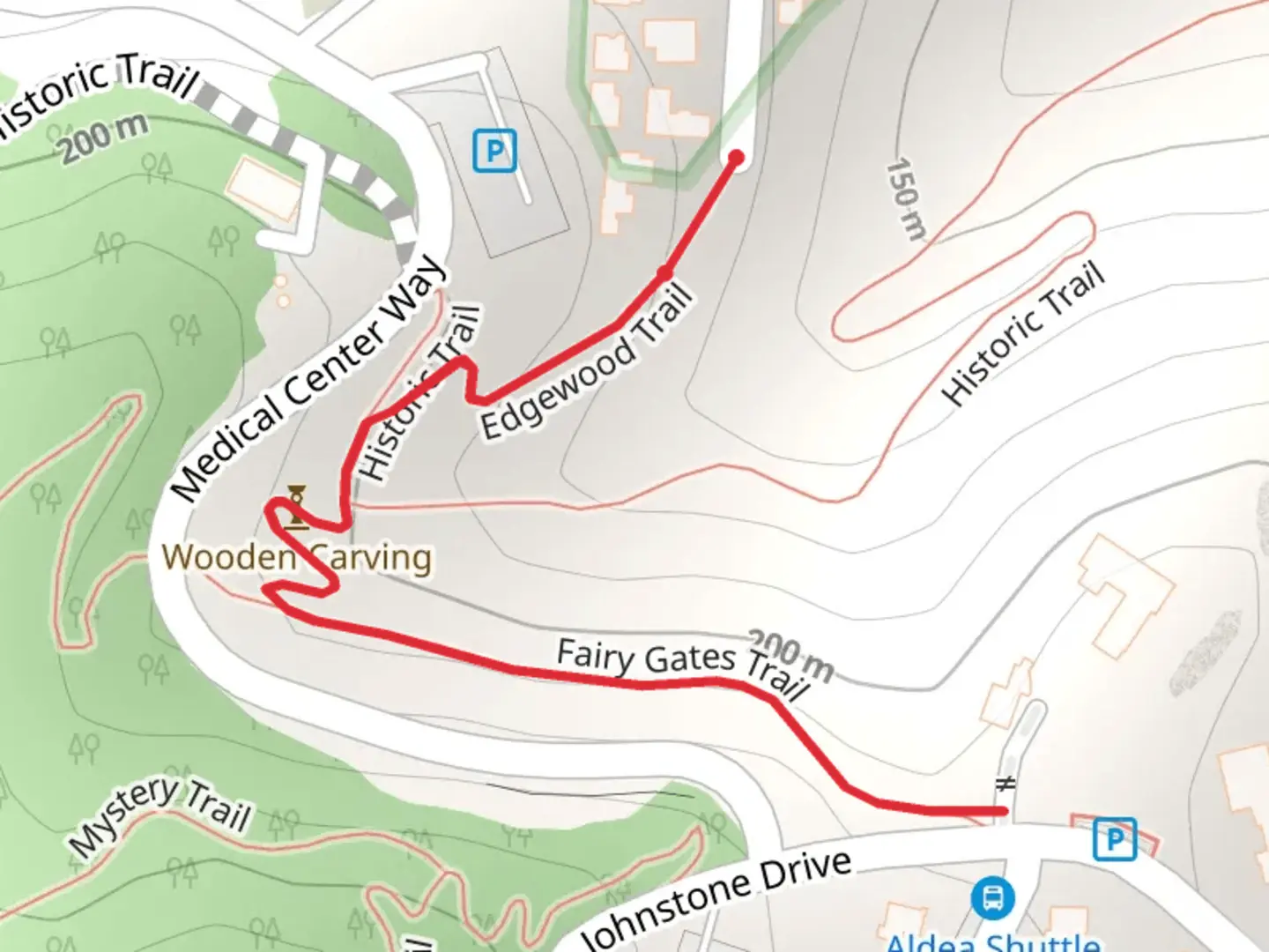 An image depicting the trail Fairy Gates Trail and its surrounding area.