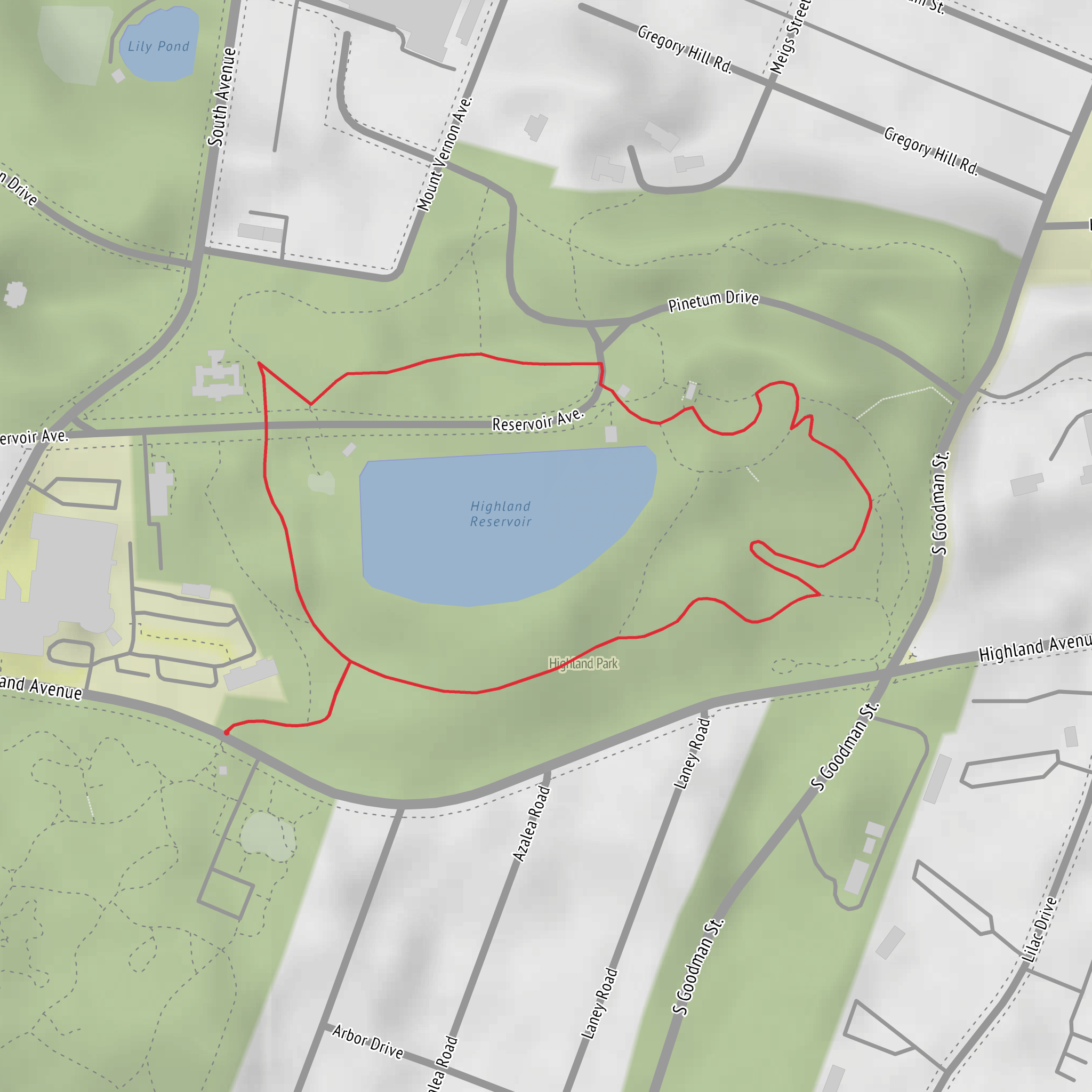 Highland Reservoir and Highland Park Loop mobile static map