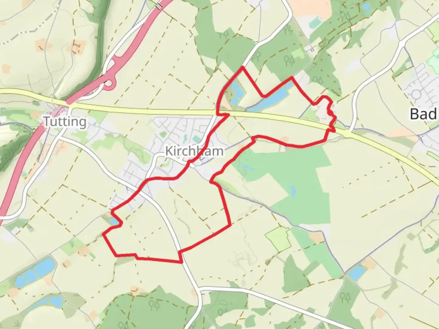 An image depicting the trail Schatz am Hof and Hofgarten Loop - Kirchham and its surrounding area.