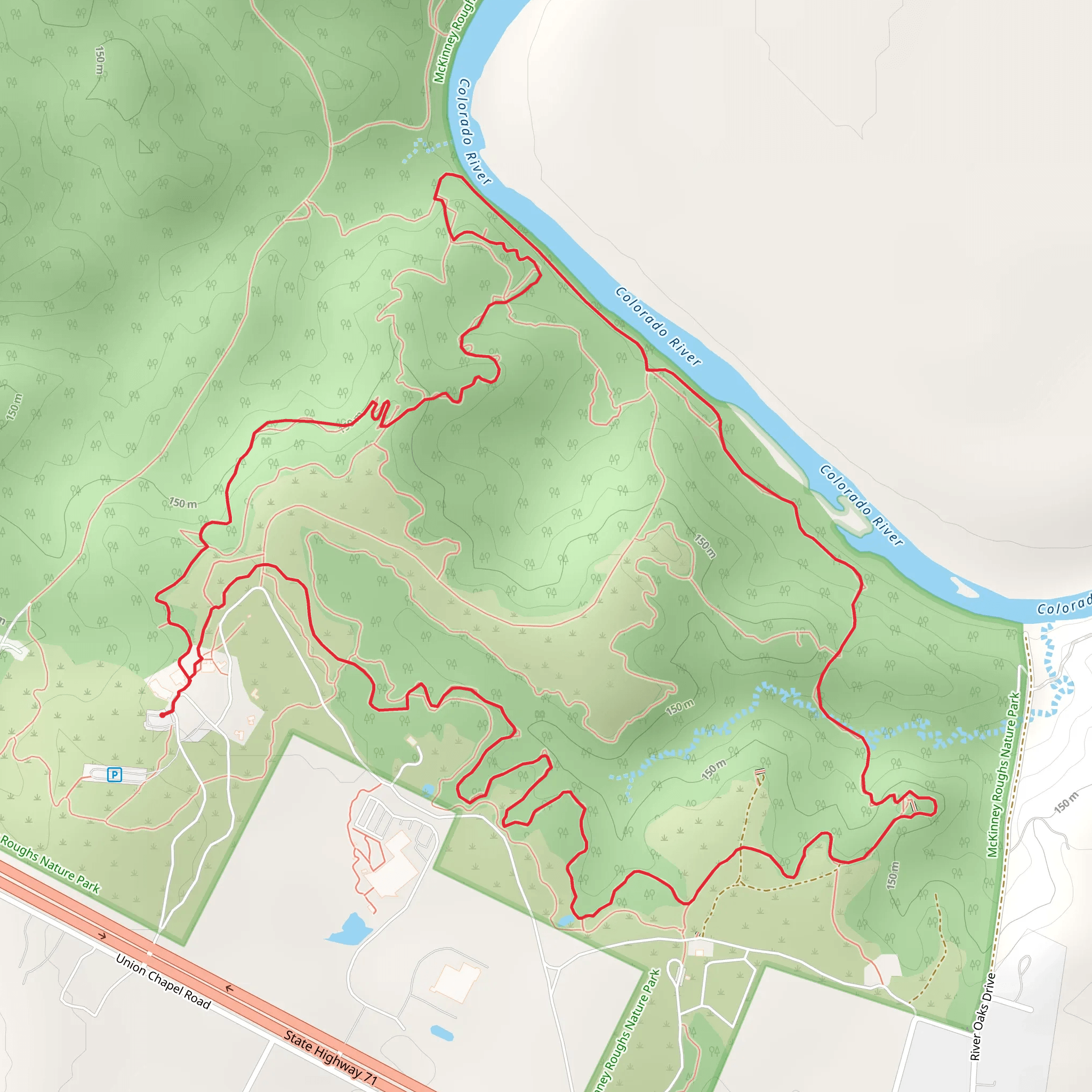 Colorado River - Mckinney Roughs Nature Park Loop mobile static map