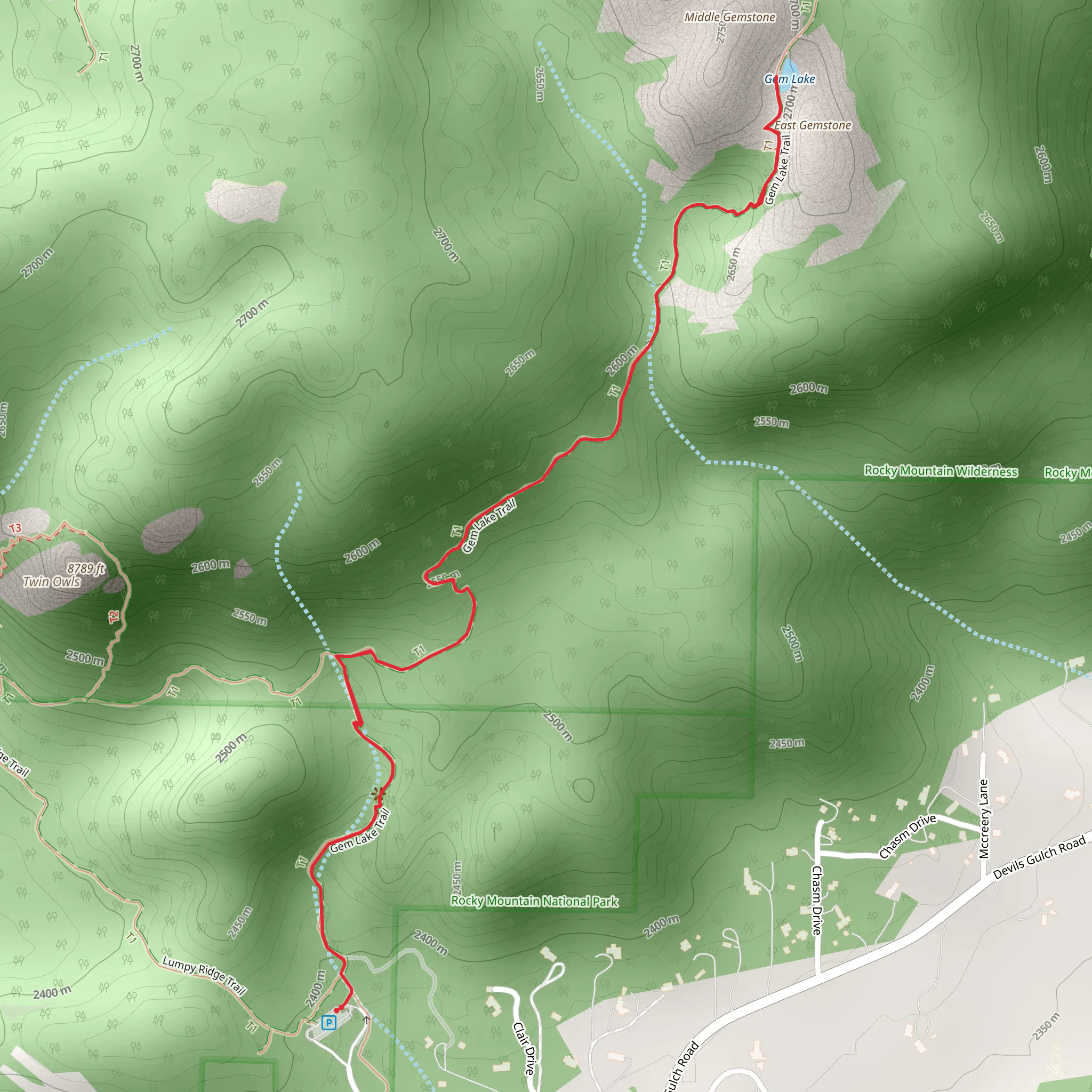 Gem Lake Trail mobile static map