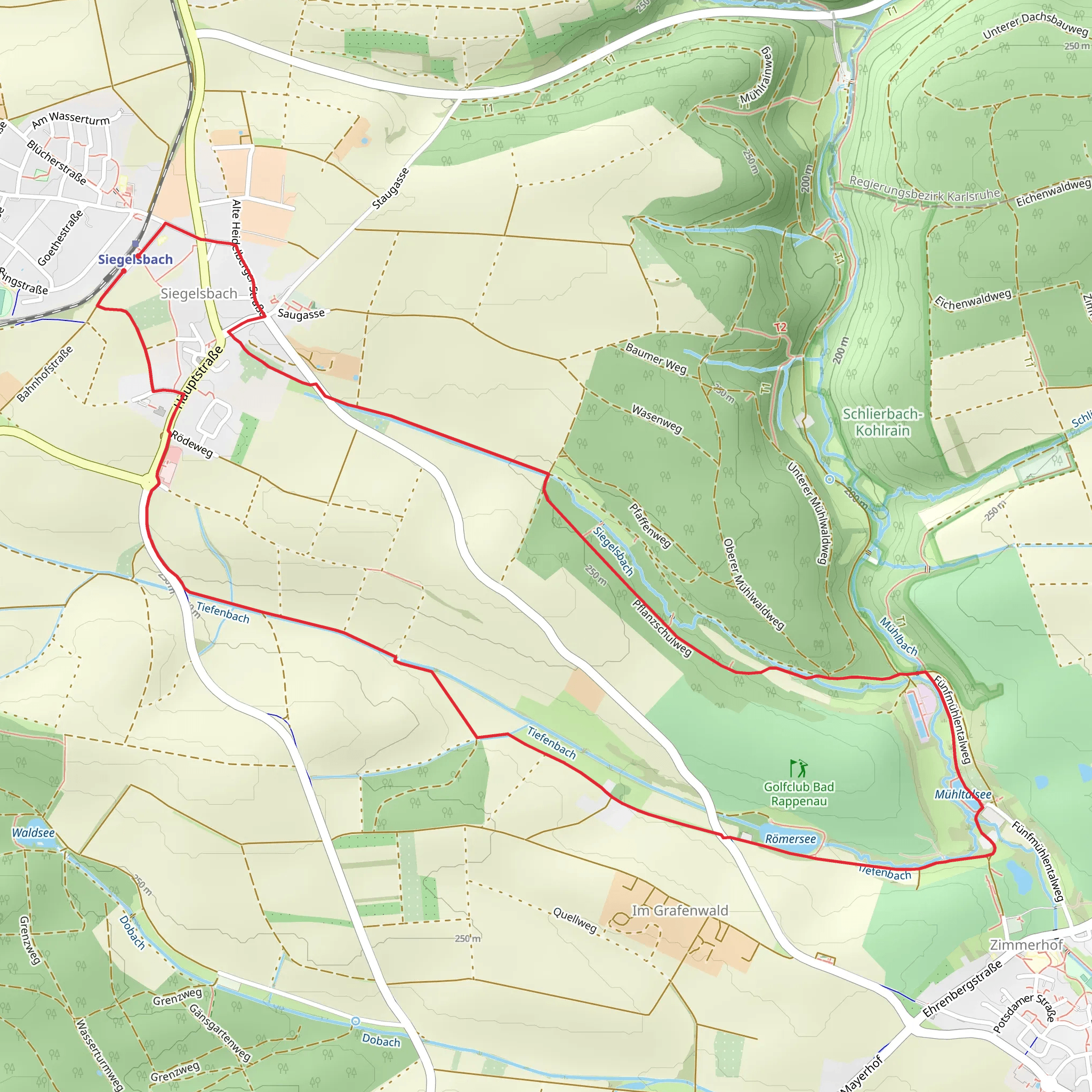 Roemersee via Fünfmühlental-Roemersee Rundweg mobile static map