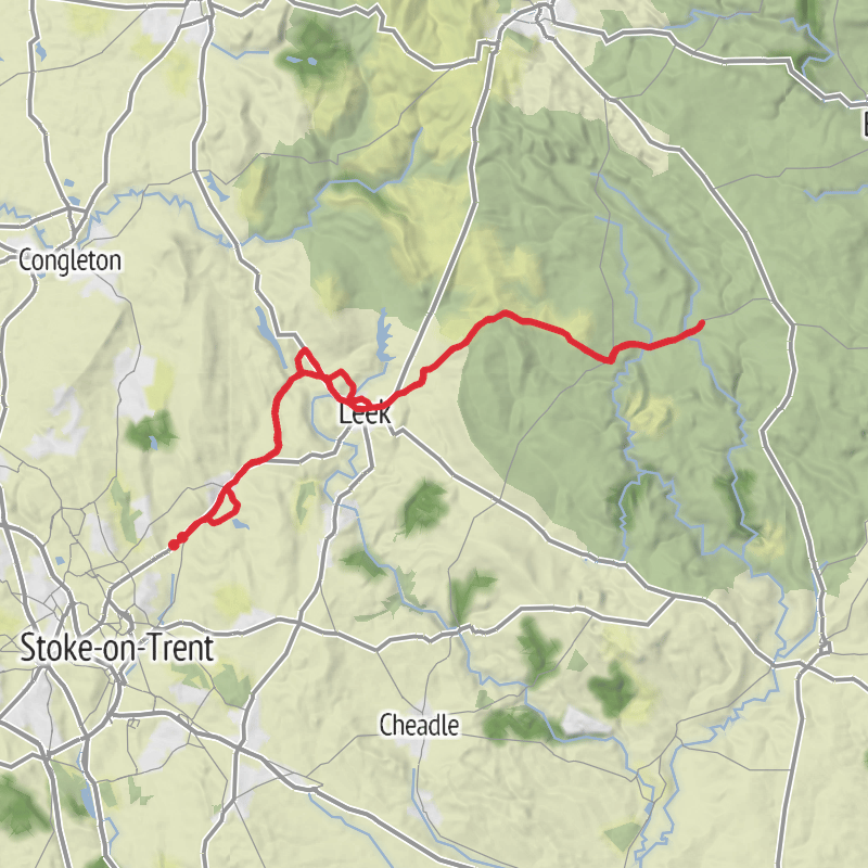 A map preview of the recording Stoke-on-Trent Cycling.