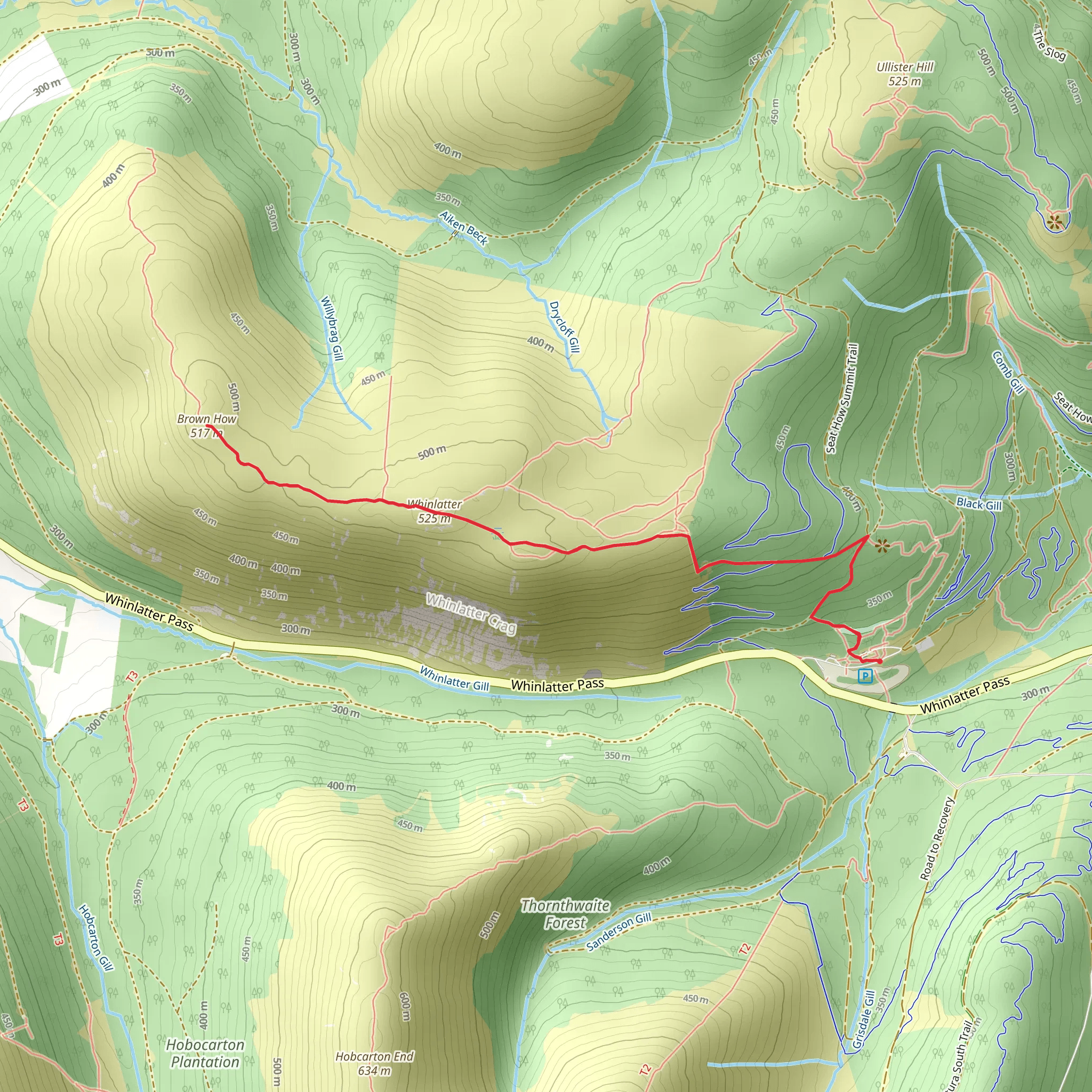 Brown How and Whinlatter Peak Walk mobile static map