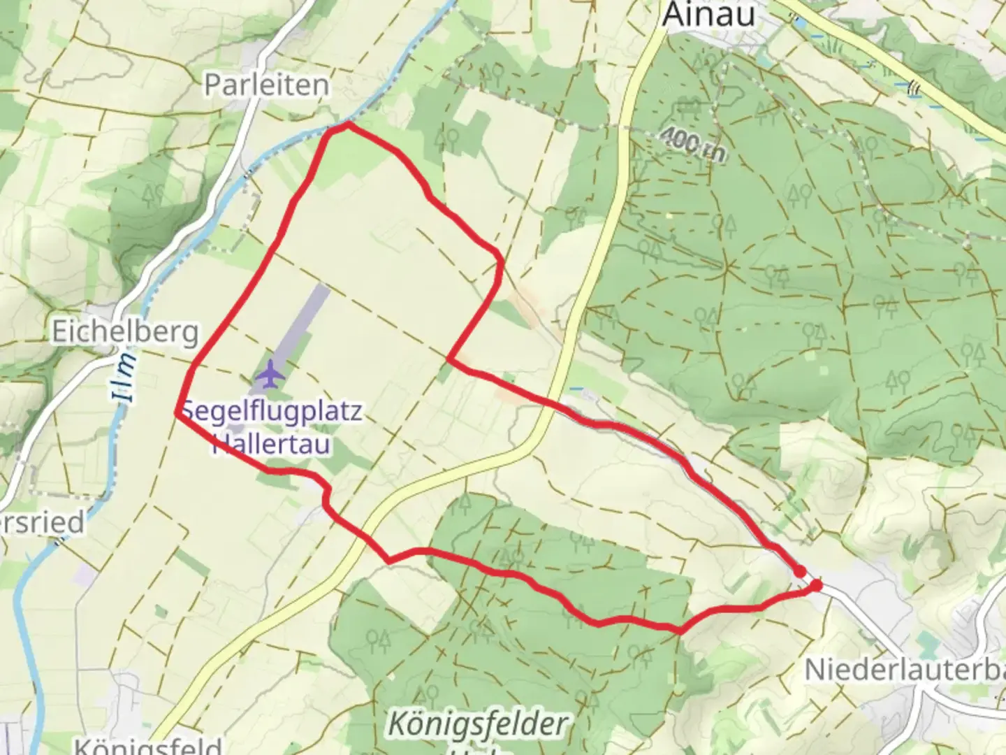 An image depicting the trail Wanderweg 93 and 94 and its surrounding area.