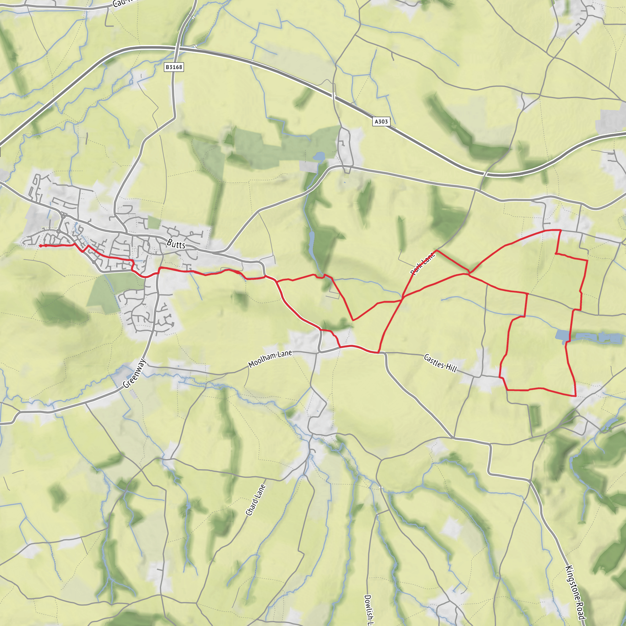 Ilminster Loop via Scott's Hill and Kingstone Hill mobile static map