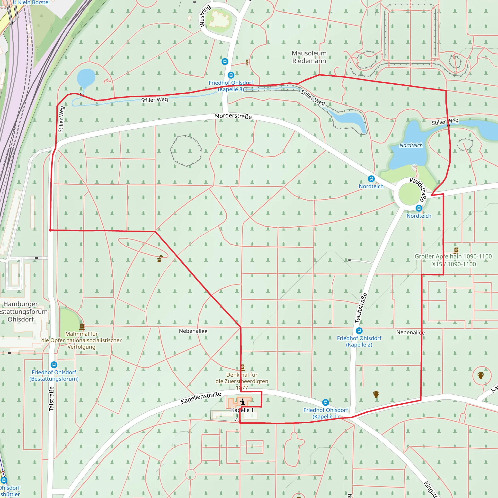 Nebenallee, Stiller Weg and Nordteich Loop mobile static map